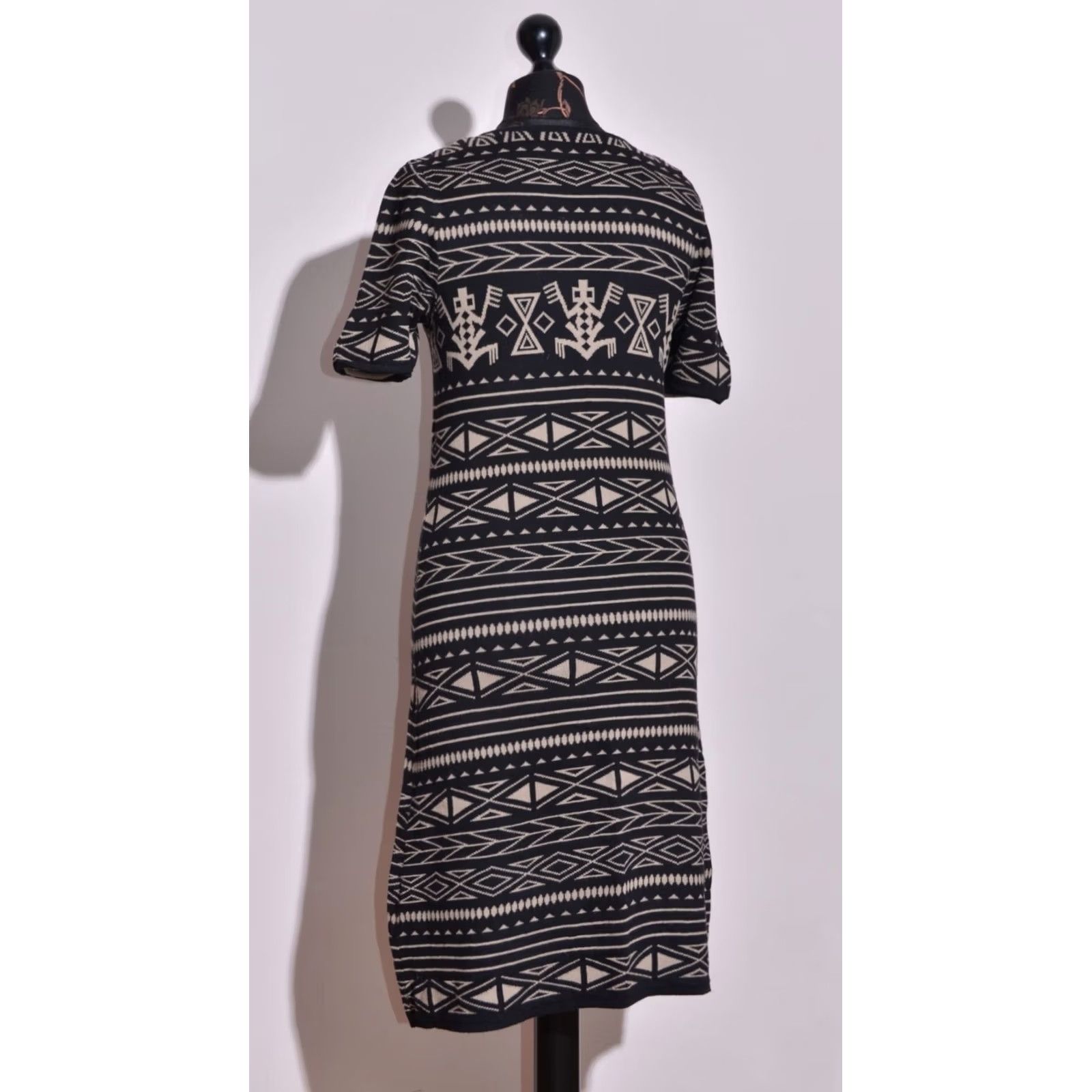 Vintage Gudrun Sjoden Women's Dress Short Sleeve A-Line Cotton Aztec Print Size M Size 32" / US 10 / IT 46 - 4 Thumbnail