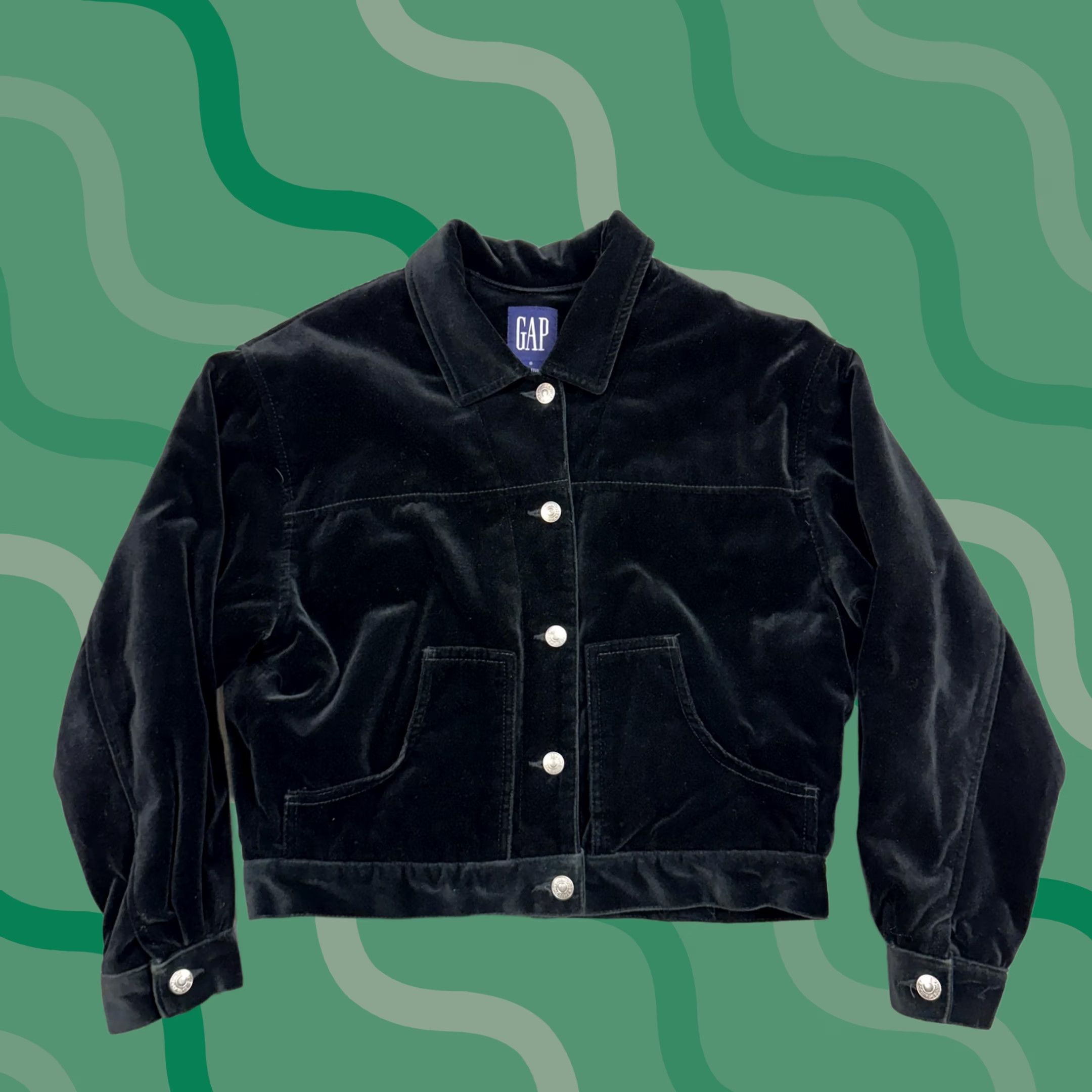 Gap VINTAGE Gap Jacket Womens Small Black Velvet Quilted Lined Cropped Trucker 90s Size S / US 4 / IT 40 - 1 Thumbnail