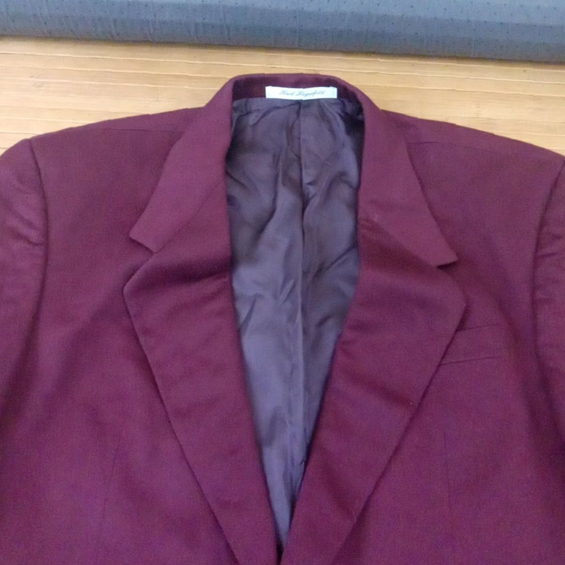 VINTAGE Karl Lagerfield Syd Jerome Cashmere Blazer Suit Jacket Size 40 R Burgundy