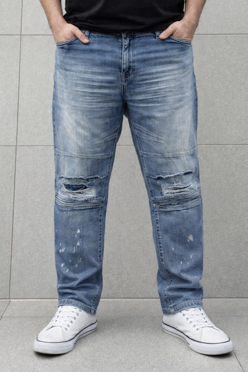 Japanese Brand ENCRYPTED Denim Slim Ripped Stretchable DISTRESSED SLIM-FIT Size US 42 / EU 58 - 1 Thumbnail