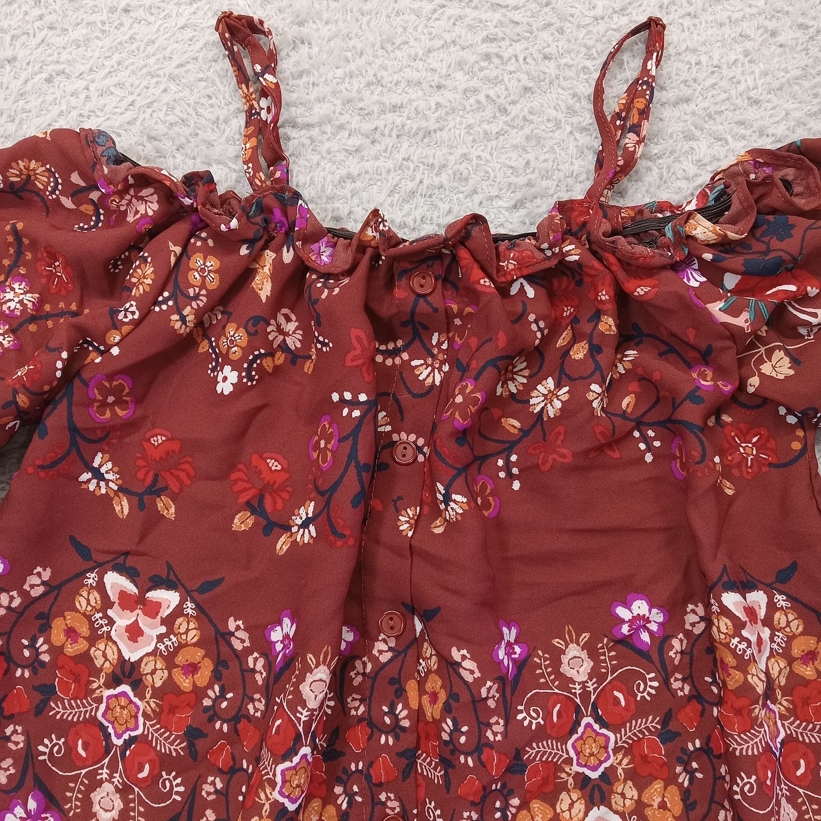 & Other Stories Rue 21 Top XS Women's Long Sleeve Blouse Floral Faux Button Size XXL / US 16-18 / IT 52-54 - 3 Thumbnail
