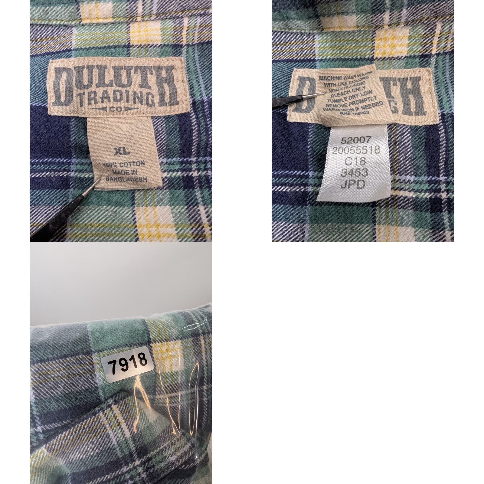 Duluth Trading Company Duluth Trading Men's XL Free Swingin Flannel Shirt Blue Plaid Button-Up Relaxed Fit Size US XL / EU 56 / 4 - 8 Thumbnail