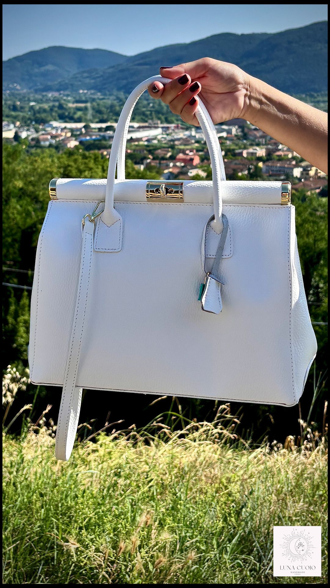 Vera Pelle Handmade Leather White Bag Woman from Italian Size ONE SIZE - 6 Thumbnail
