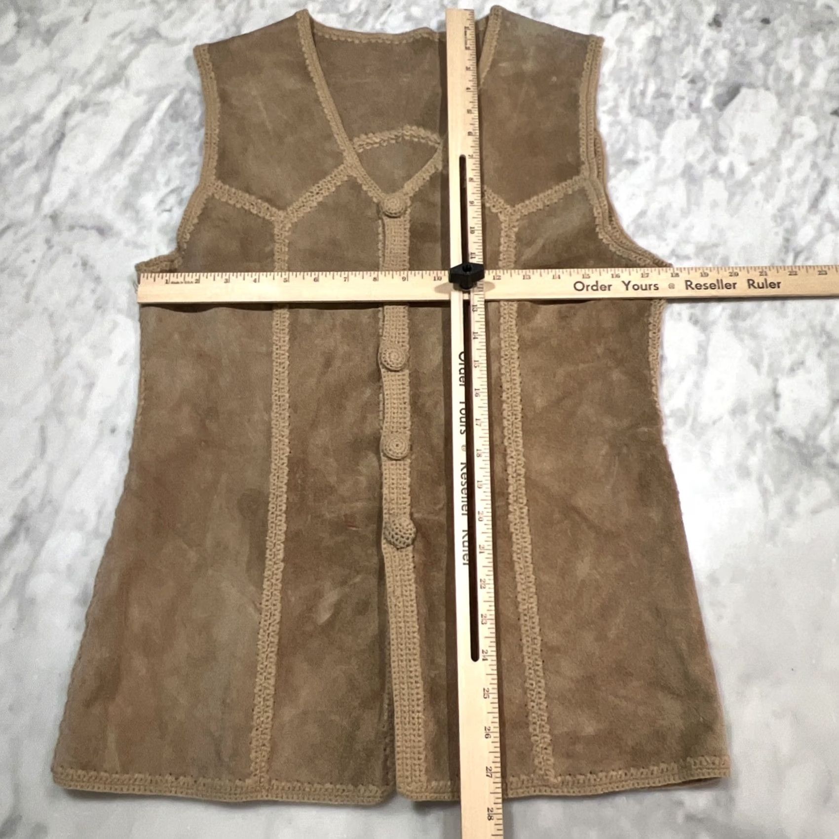 Vintage VINTAGE Leather Knit Gilet Vest Women’s Medium Brown Boho Gilet Vest Size M / US 6-8 / IT 42-44 - 5 Thumbnail