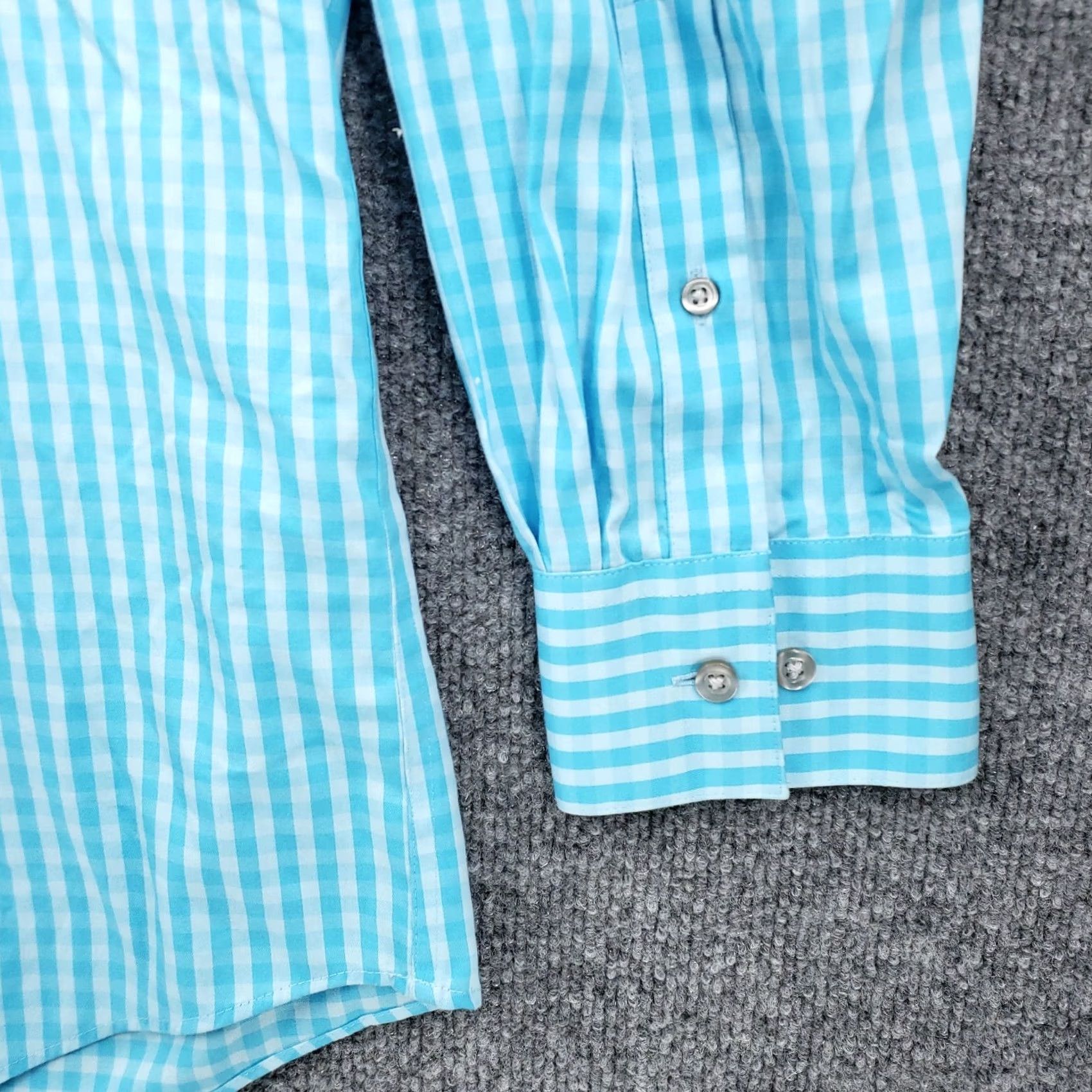 Kenneth Cole Kenneth Cole Reaction Shirt Mens L Blue Dress Button Check Non Iron Size 42R - 7 Thumbnail