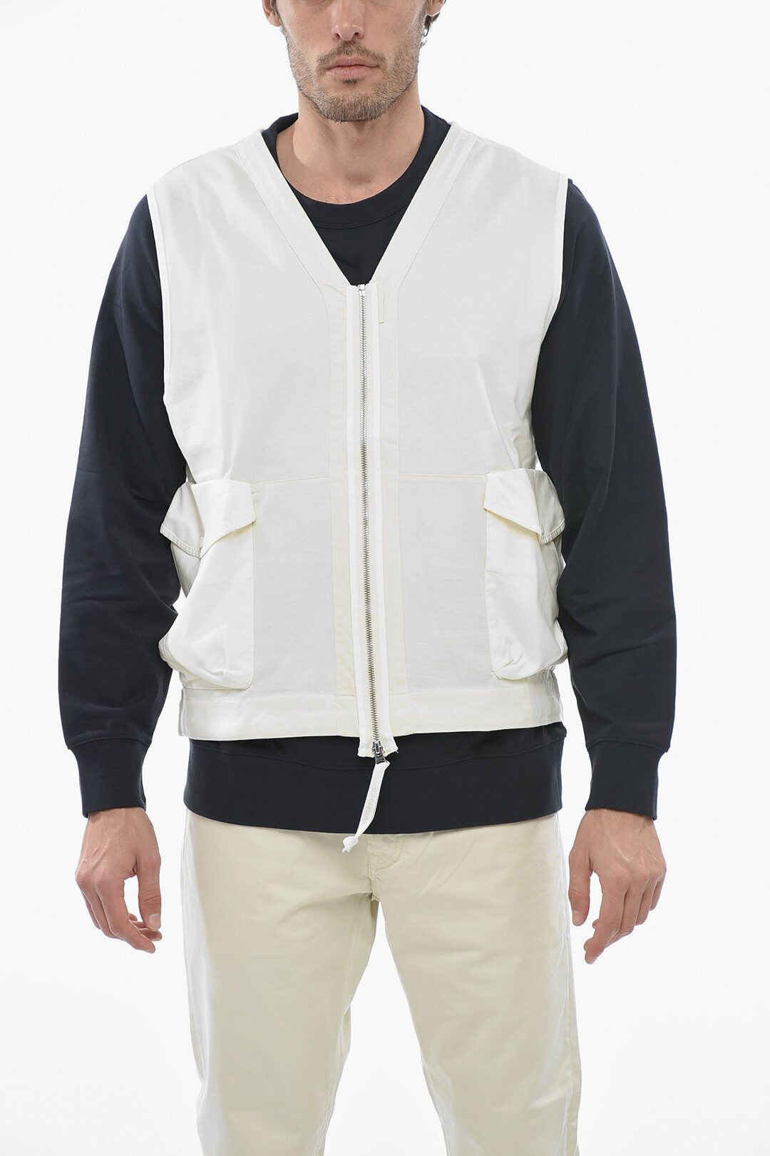 image of C P Company Og1Mm0424 Cotton Mercerized Vest In Beige, Men's (Size Small)