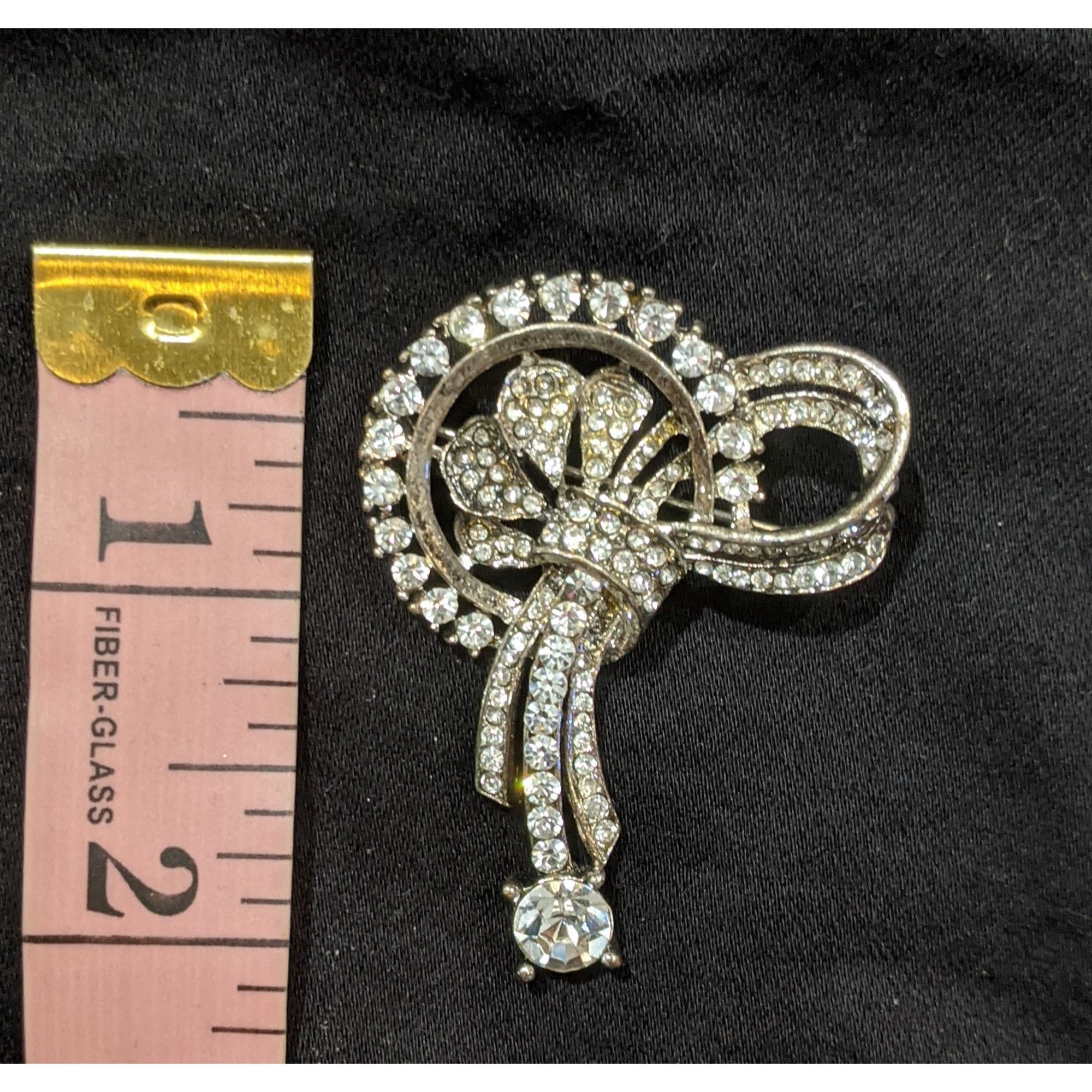Other Vintage Art Deco Silver Tone Rhinestone Brooch Size ONE SIZE - 4 Thumbnail