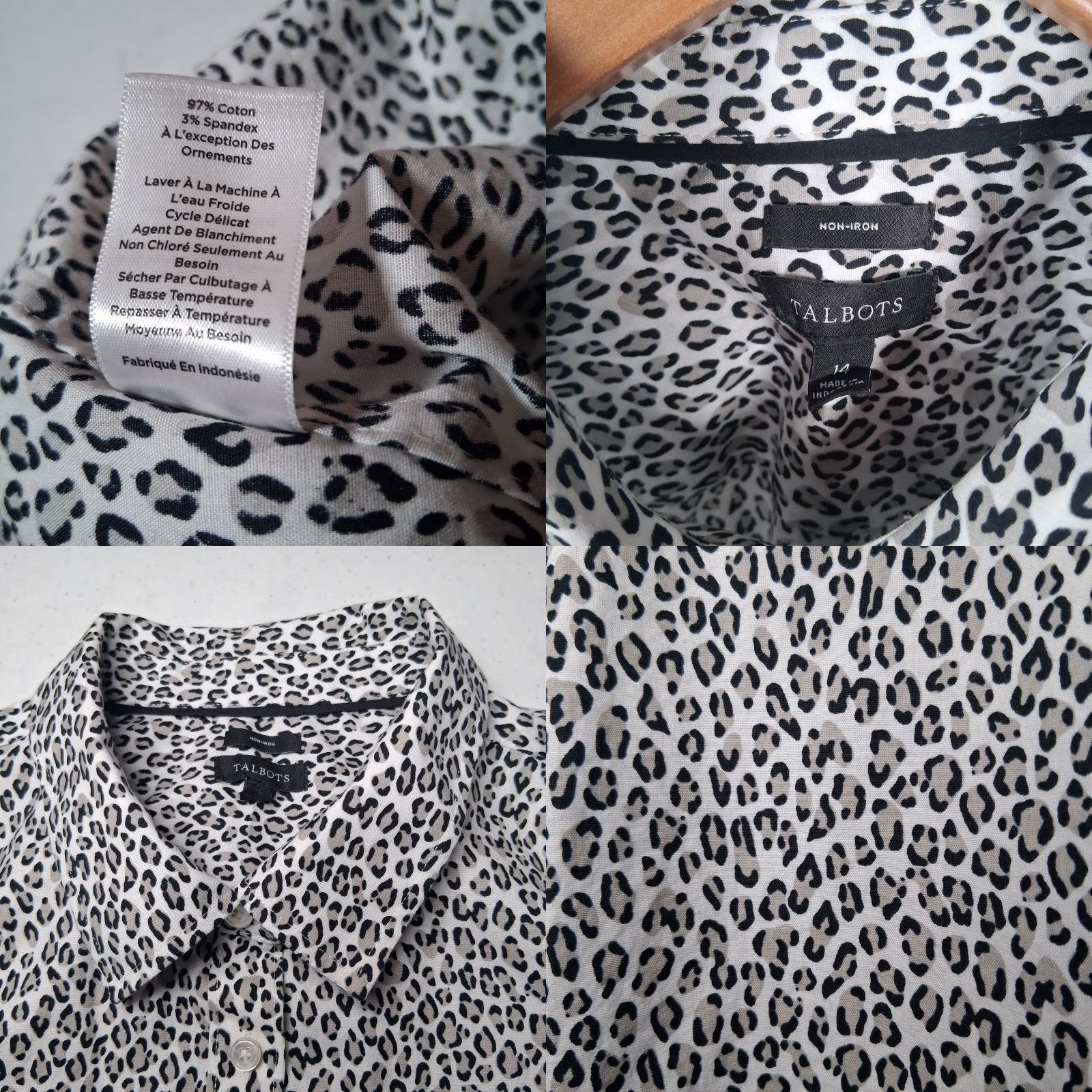 Talbots Talbots Blouse Women 14 Gray Black Leopard Print Long Sleeve Button Size XL / US 12-14 / IT 48-50 - 8 Thumbnail
