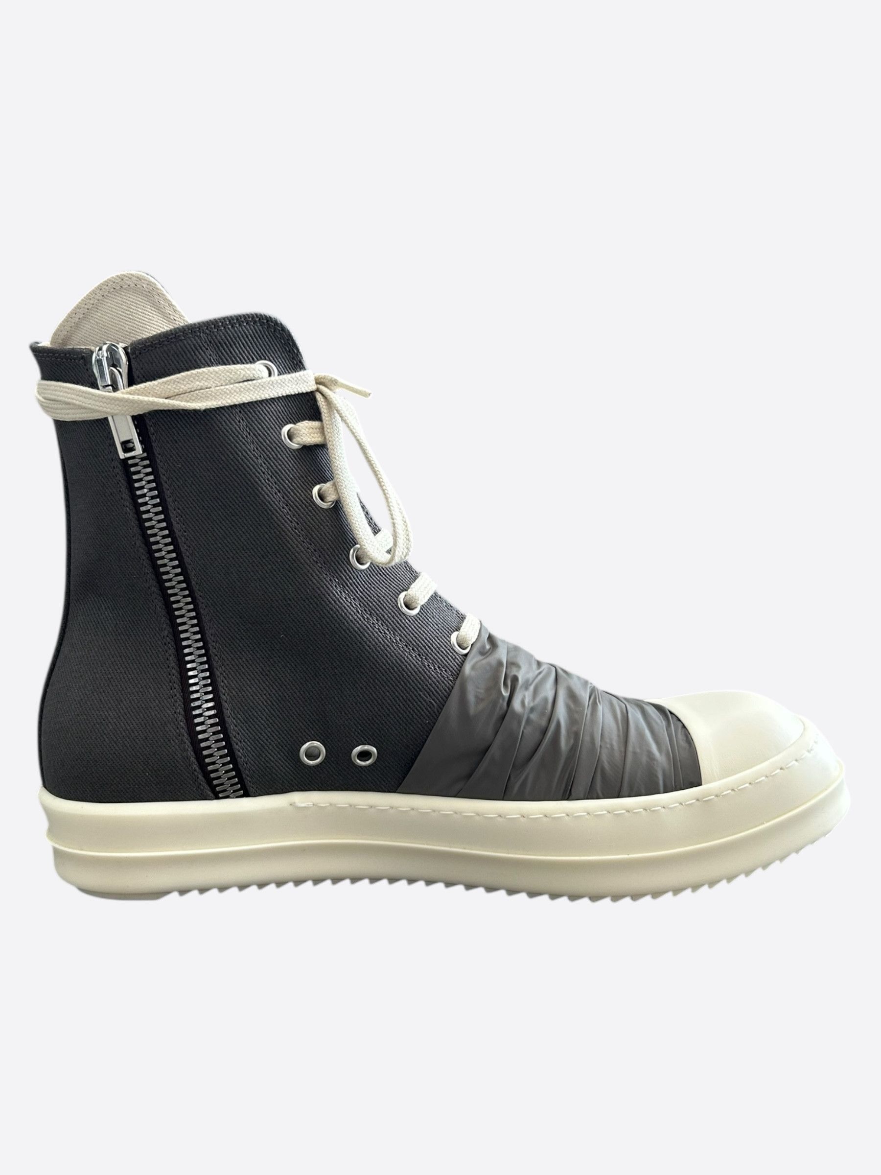 Rick Owens Rick Owens Dark Grey & White Hustler High Top Sneakers Size US 9.5 / EU 42-43 - 5 Thumbnail