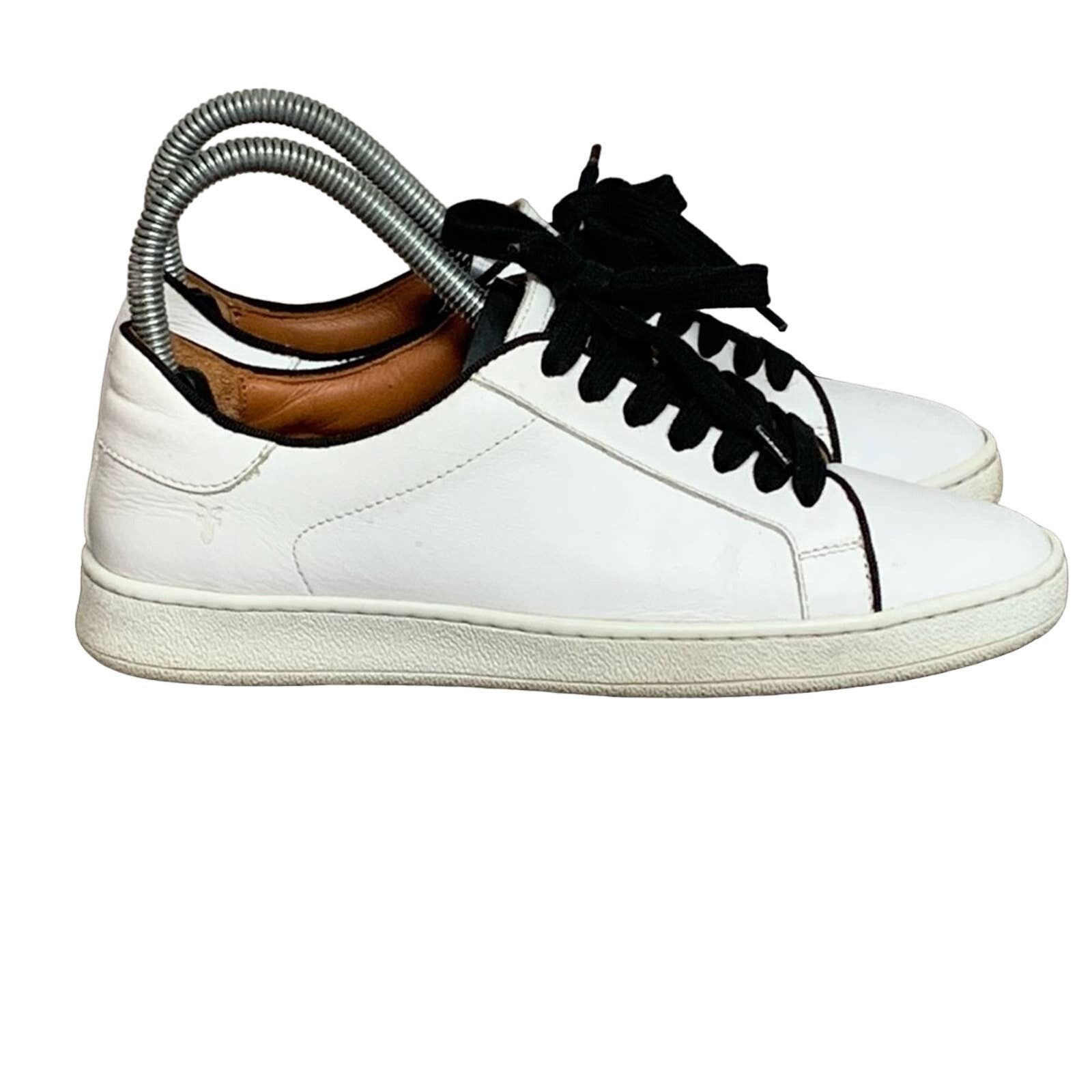 Frye FRYE ALEXIS LEATHER LOW SHOES WHITE BLACK SZ 5.5 ITALY NICE Size US 5.5 / EU 38 - 1 Thumbnail