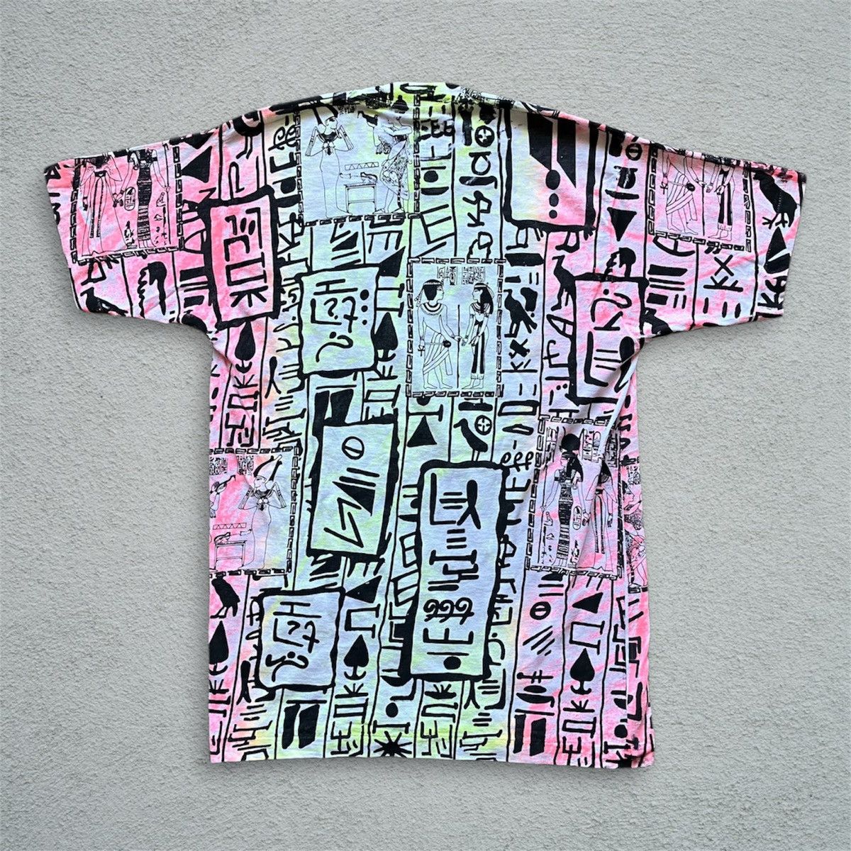 Fruit Of The Loom Vintage 90s Egyptian Hieroglyphics AOP Tee Shirt Art FORL SS Size US L / EU 52-54 / 3 - 9 Thumbnail