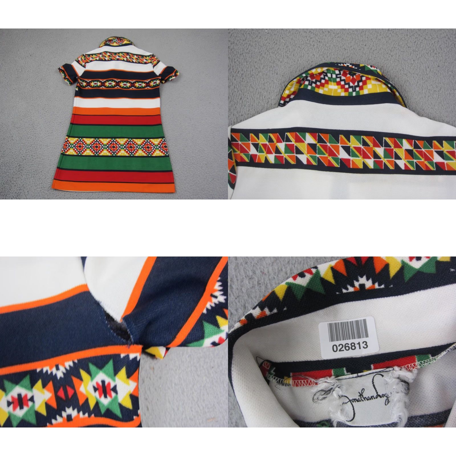 Vintage VINTAGE Jonathan Logan Dress Womens S Orange Green Striped Polo Mod 60s 70s Size S / US 4 / IT 40 - 8 Thumbnail
