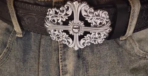 Other Retro black carved leather belt Size ONE SIZE - 5 Thumbnail