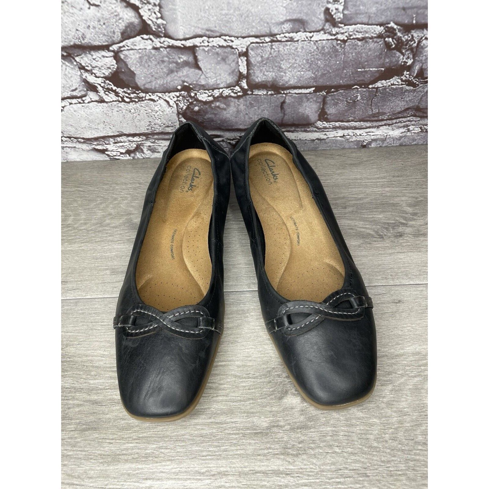 Clarks Clarks Collection Black Leather Slip On Flats Shoes Women Sz Size US 11 / IT 41 - 2 Thumbnail