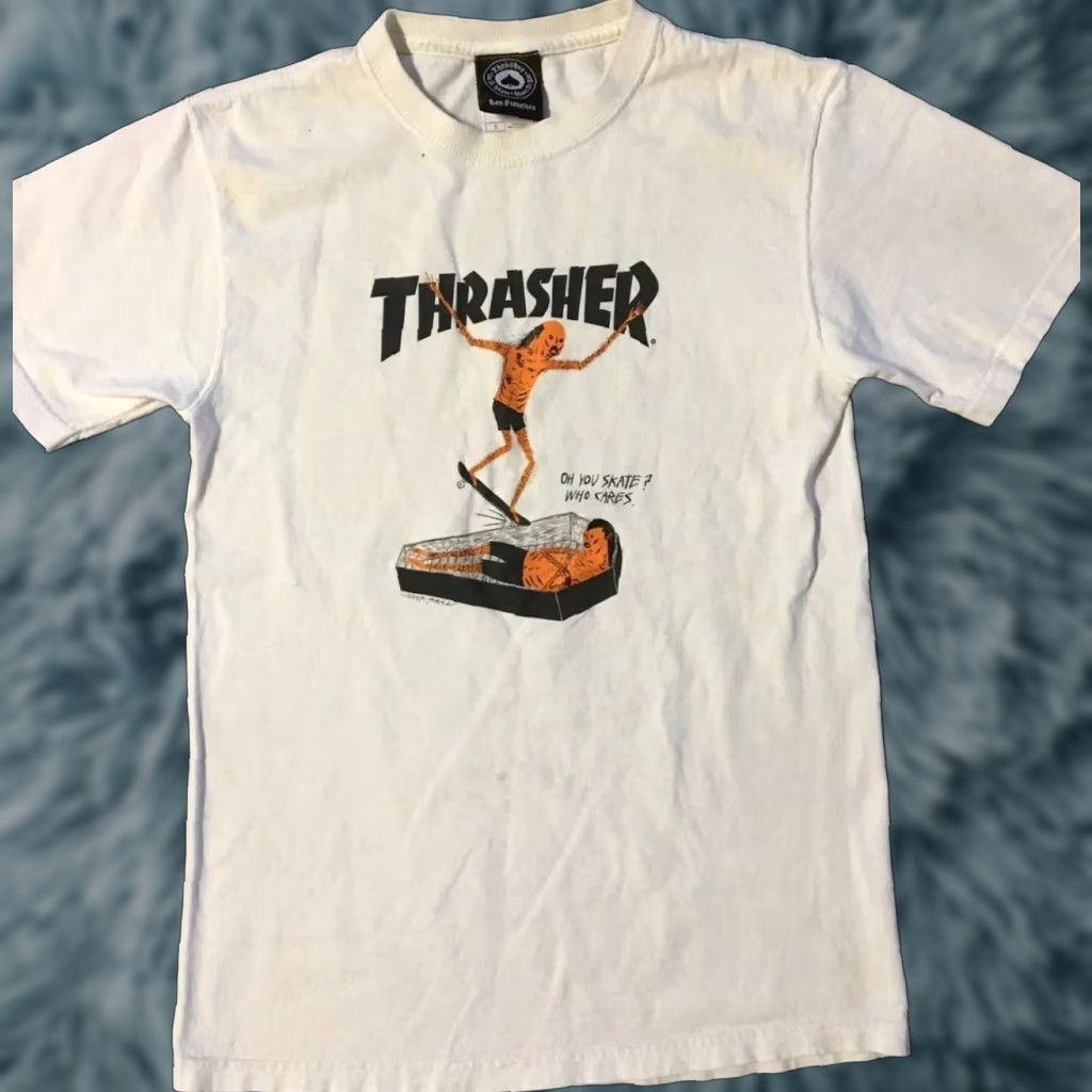 Spitfire VINTAGE Thrasher Neck Face Go Demon Faded Shirt S White Skateboarding 90s Grunge Punk Rock Hip Hop Mens T-Shirt Size US S / EU 44-46 / 1 - 1 Thumbnail