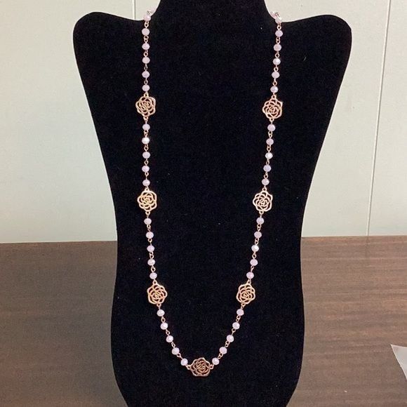 Designer Premier Designs iridescent Pink and Gold Necklace, adjustabl Size ONE SIZE - 1 Thumbnail