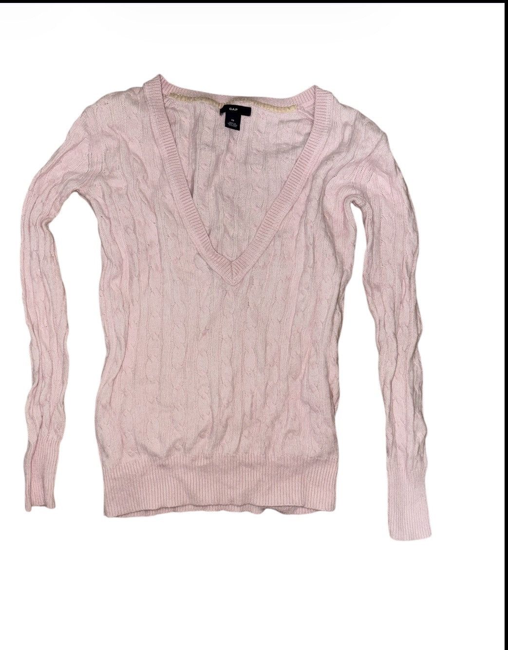 Gap Pink Cable knit v neck sweater Size XS / US 0-2 / IT 36-38 - 1 Thumbnail