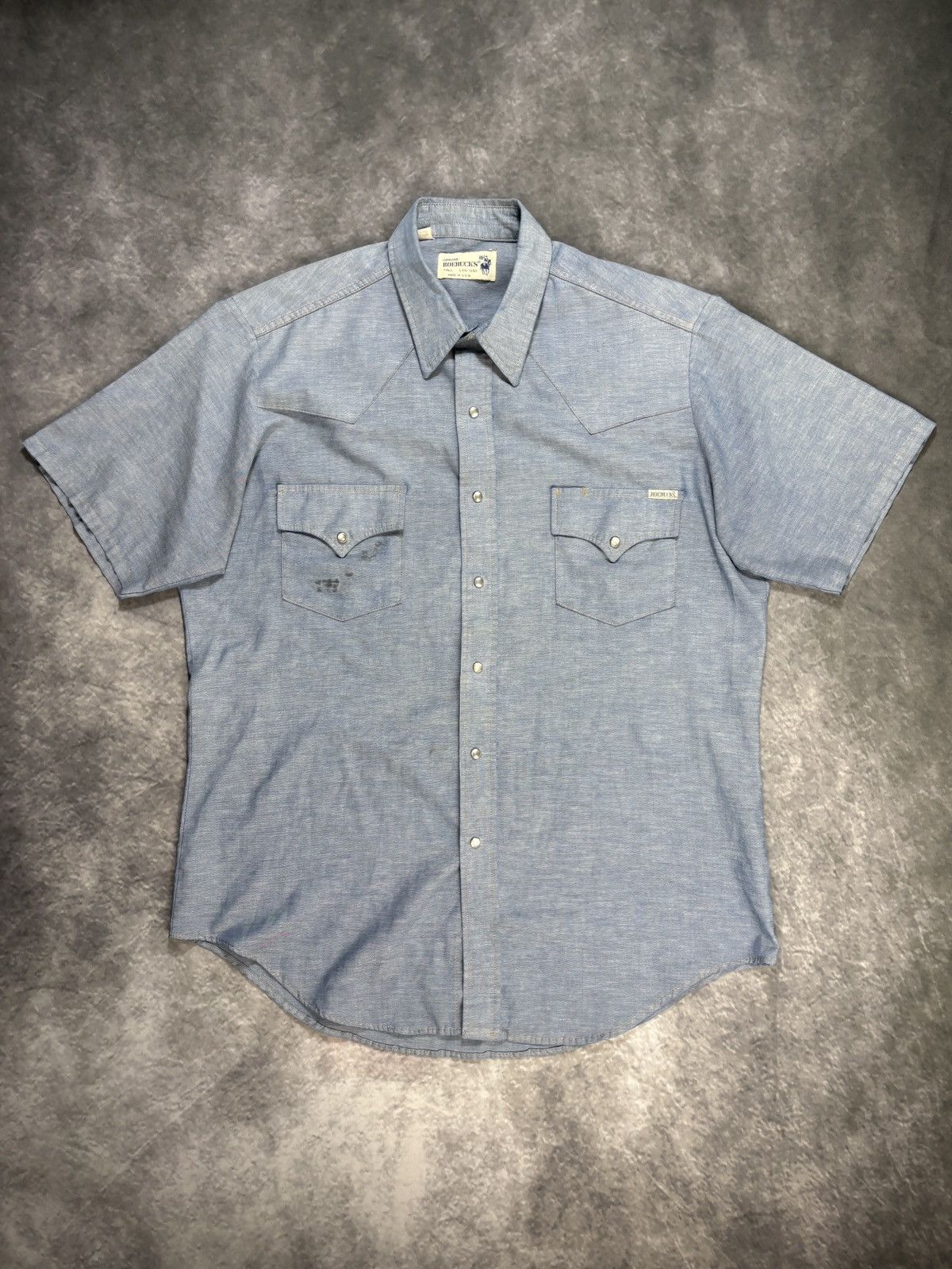 Sears × Vintage 70s Vintage Chambray Button Up 80s Sears Roebucks Denim Polo Size US L / EU 52-54 / 3 - 12 Thumbnail