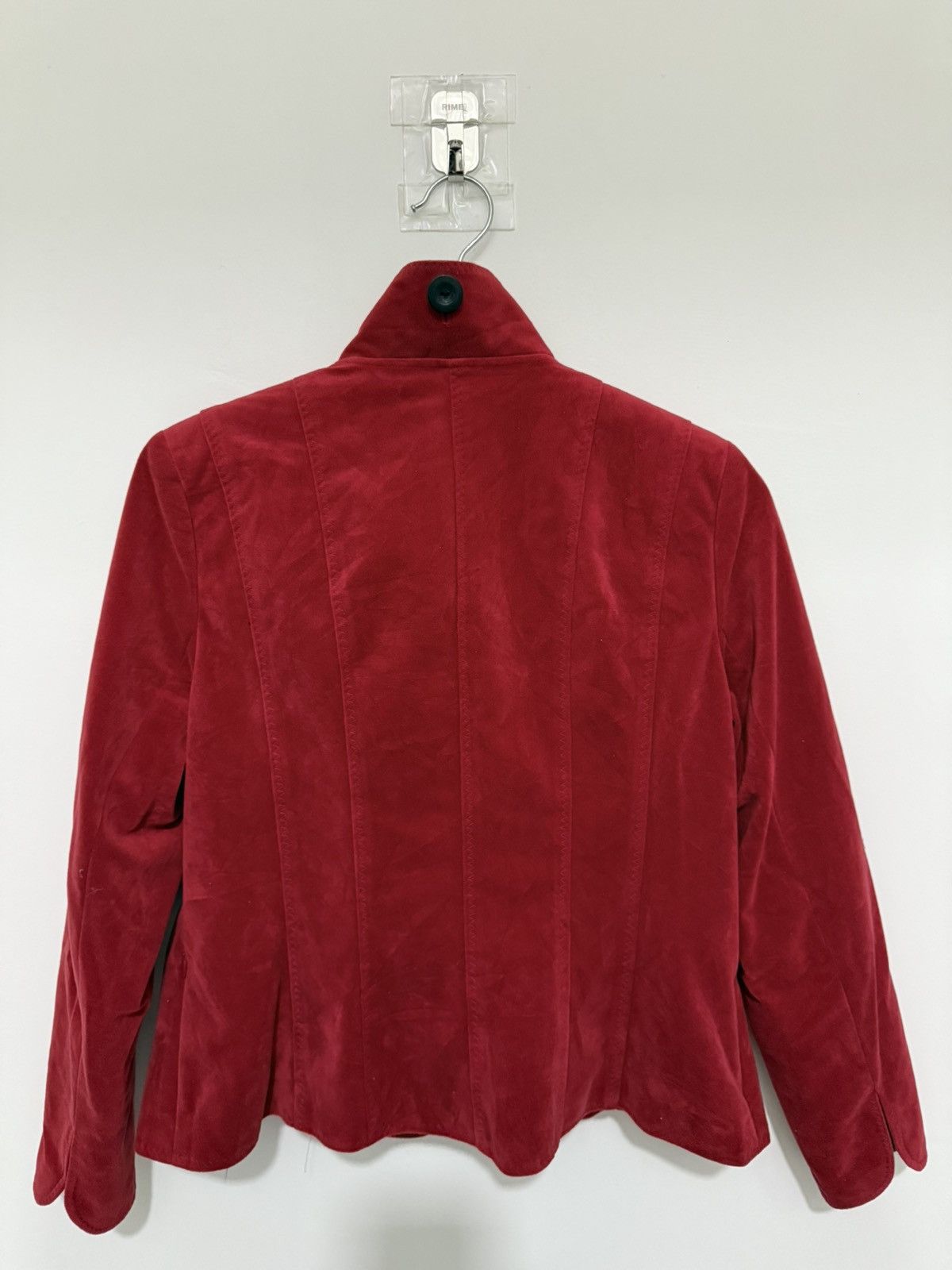 Longchamp Vintage Longchamp Red Velvet Blazer Jacket Size S / US 4 / IT 40 - 2 Thumbnail