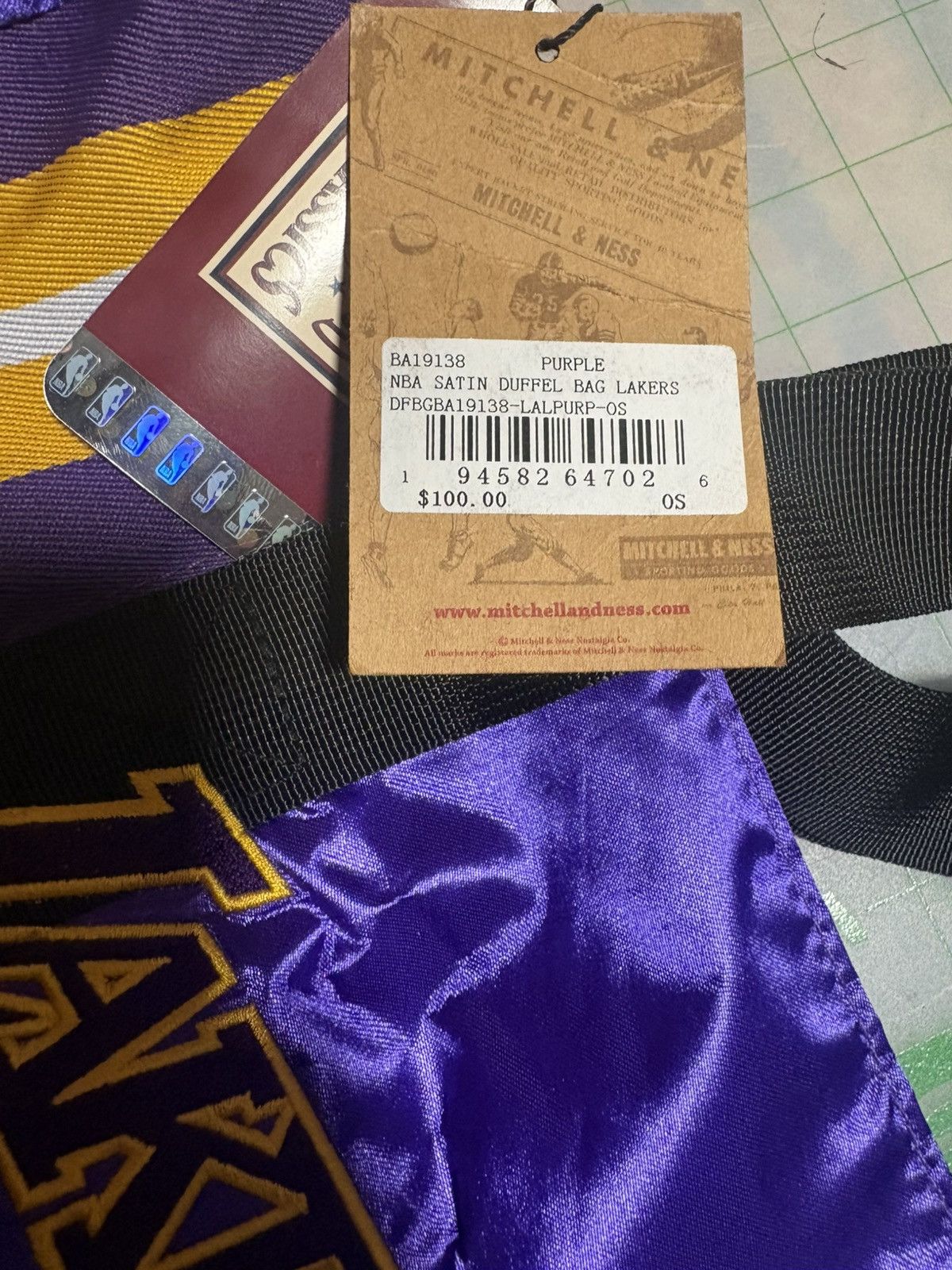 Mitchell & Ness Los Angeles Lakers Satin Duffel Bag By Mitchell & Ness Size 30 - 4 Thumbnail