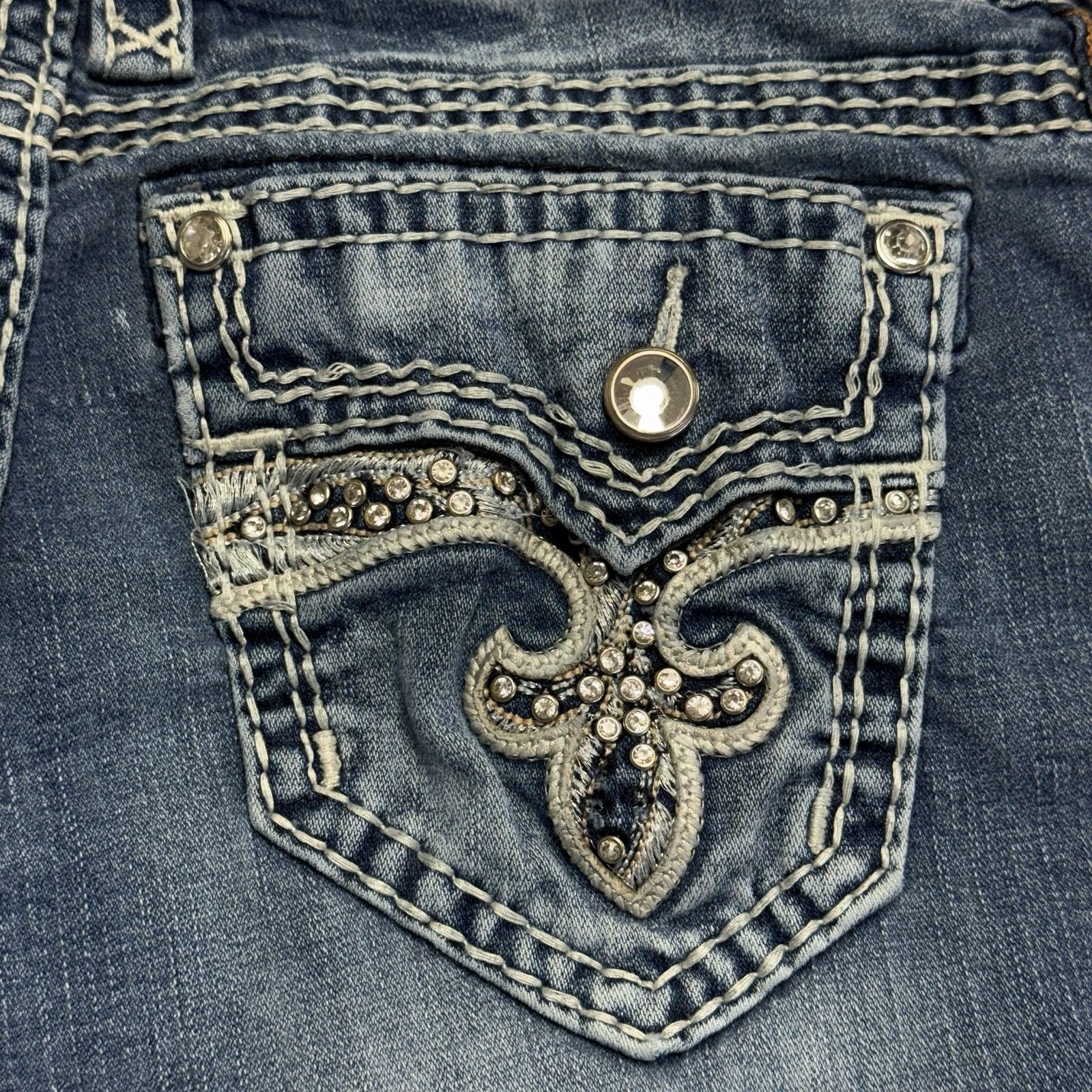Rock Revival Rock Revival Jeans Womens 30 Blue Yui Easy Straight Rhinesto Size 30" / US 8 / IT 44 - 7 Thumbnail