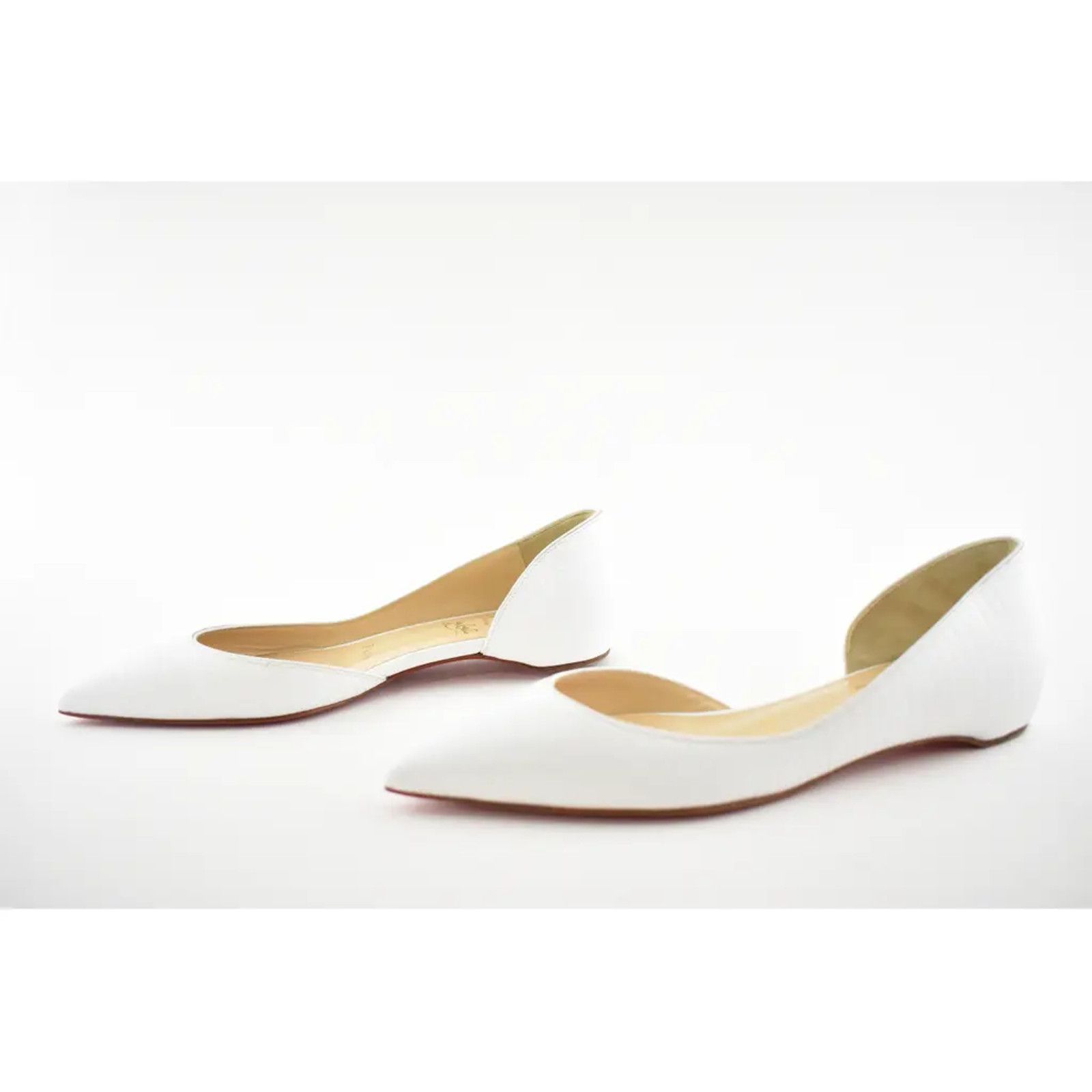 Christian Louboutin Christian Louboutin Iriza White Zarli Kid Pointed Ballerina Size US 5.5 / IT 35.5 - 8 Thumbnail