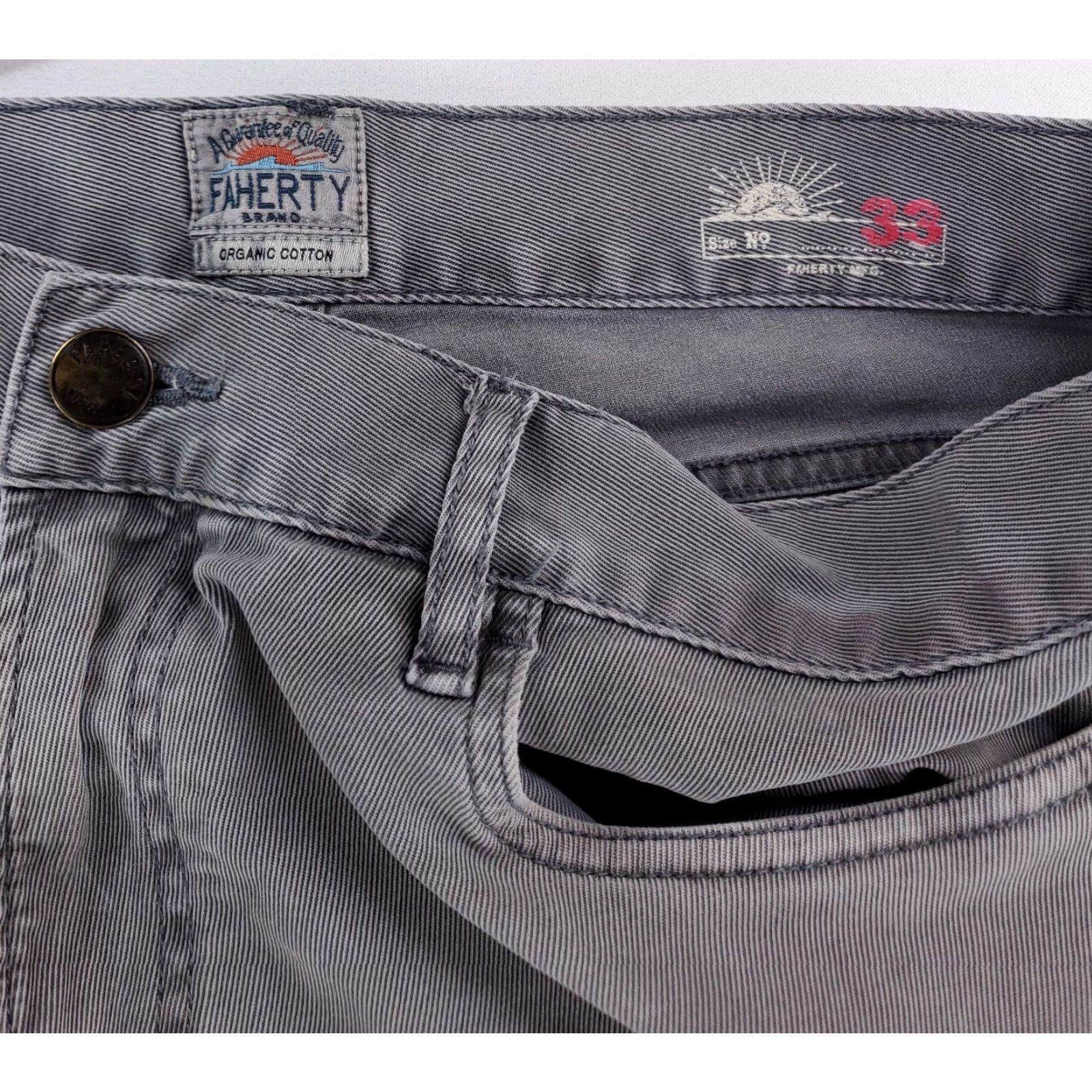 Faherty Faherty Jeans Gray Mens 34 Inseam 28 Comfort Twill Straight Pants Shirt/Jeans - Note: actual 34 x 28 may vary Size US 34 / EU 50 - 2 Thumbnail