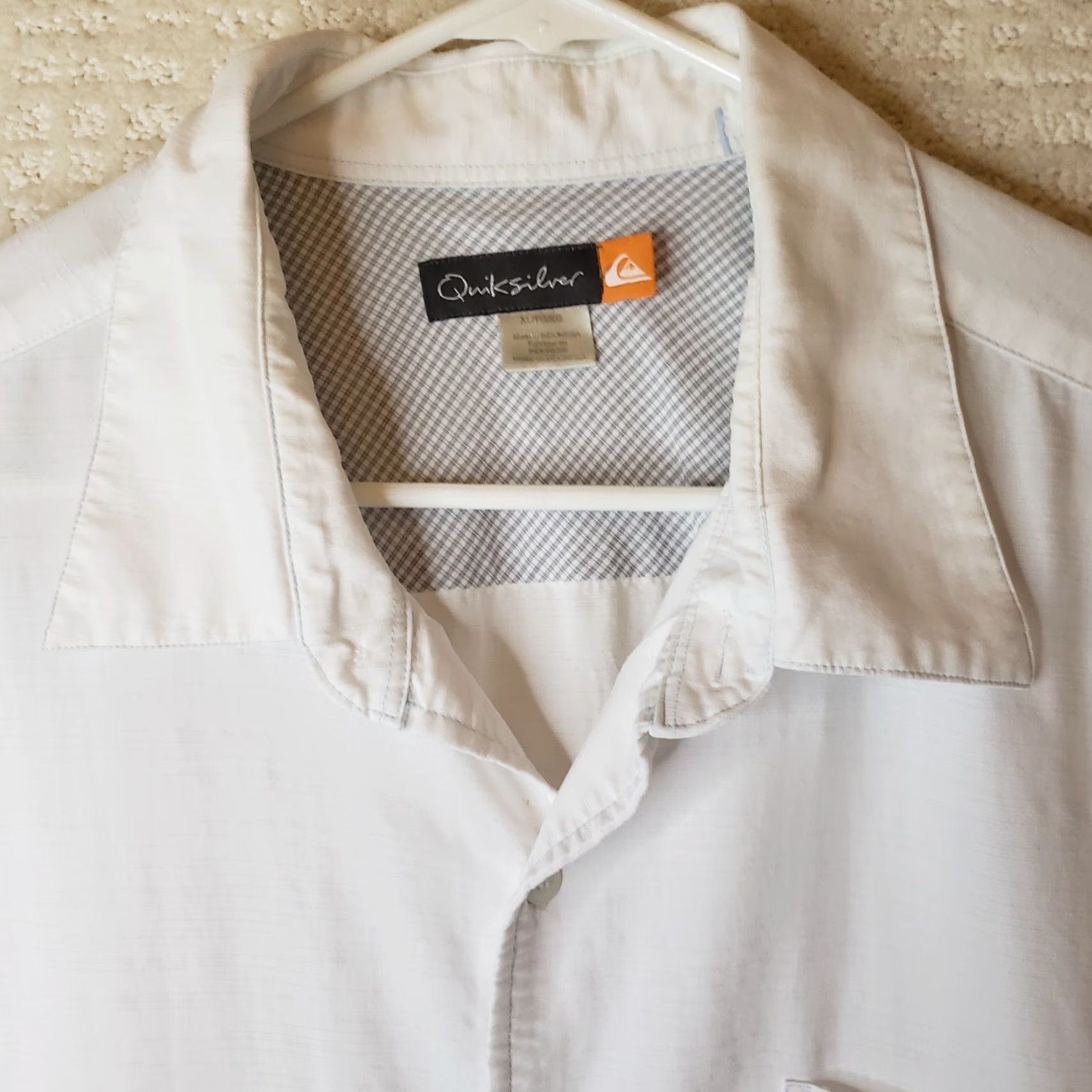 Quiksilver VINTAGE Quicksilver Hawaiian Shirt Men XL White Blue Stripe Button-Up Short Sleeve Stitch Embroidered Collared Size US XL / EU 56 / 4 - 5 Thumbnail