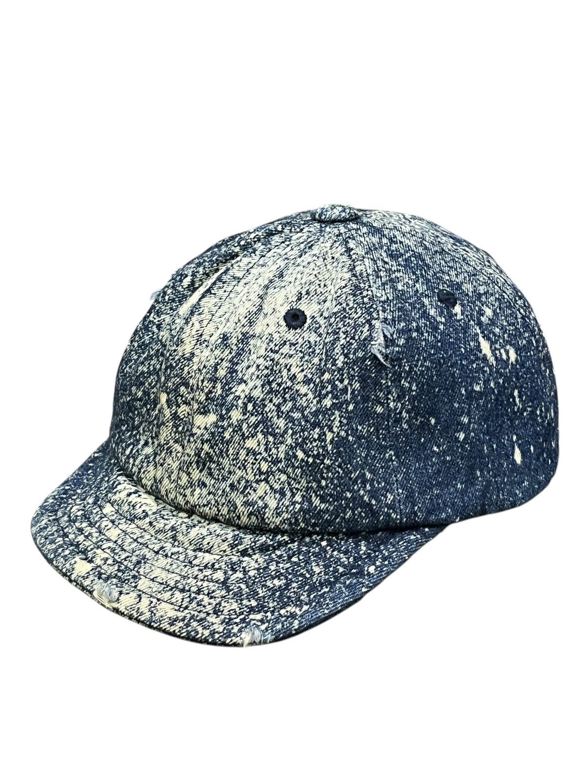 Indigo Grunge Art Spilled Paint Indigo Short Brim Hat Kapital Style Size ONE SIZE - 2 Thumbnail