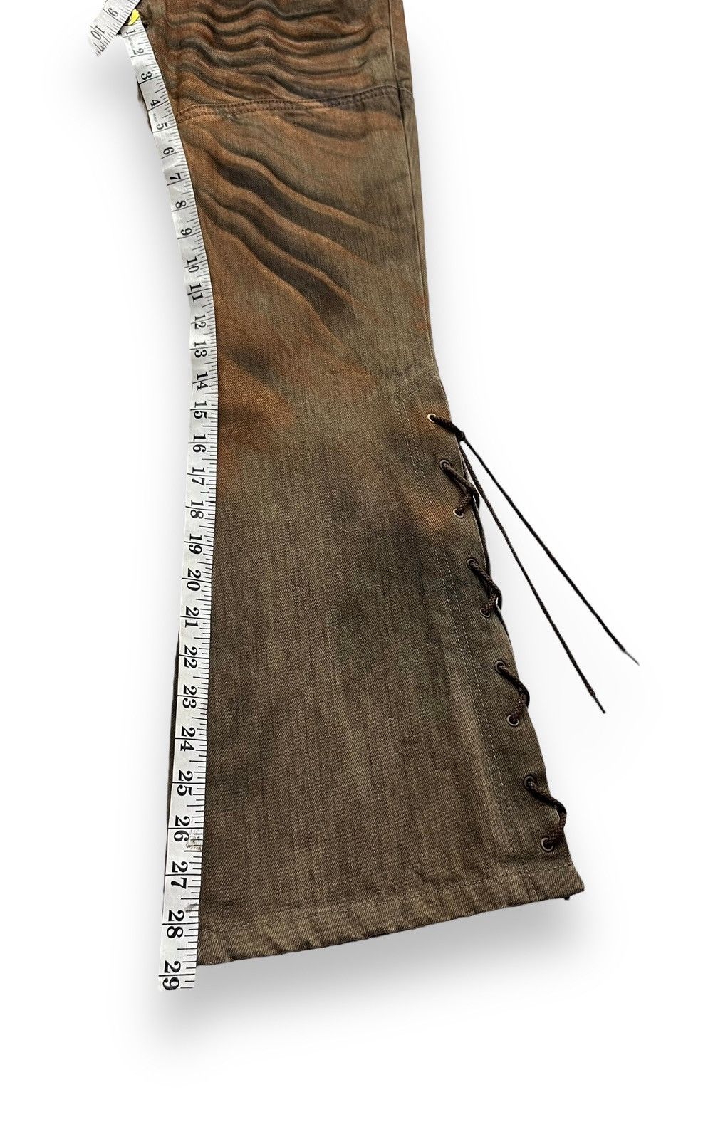 Tornado Mart 🔥TORNADO MART Smoke Brown Gold Dust Whisker Laced Leg Flare Size US 28 / EU 44 - 14 Thumbnail