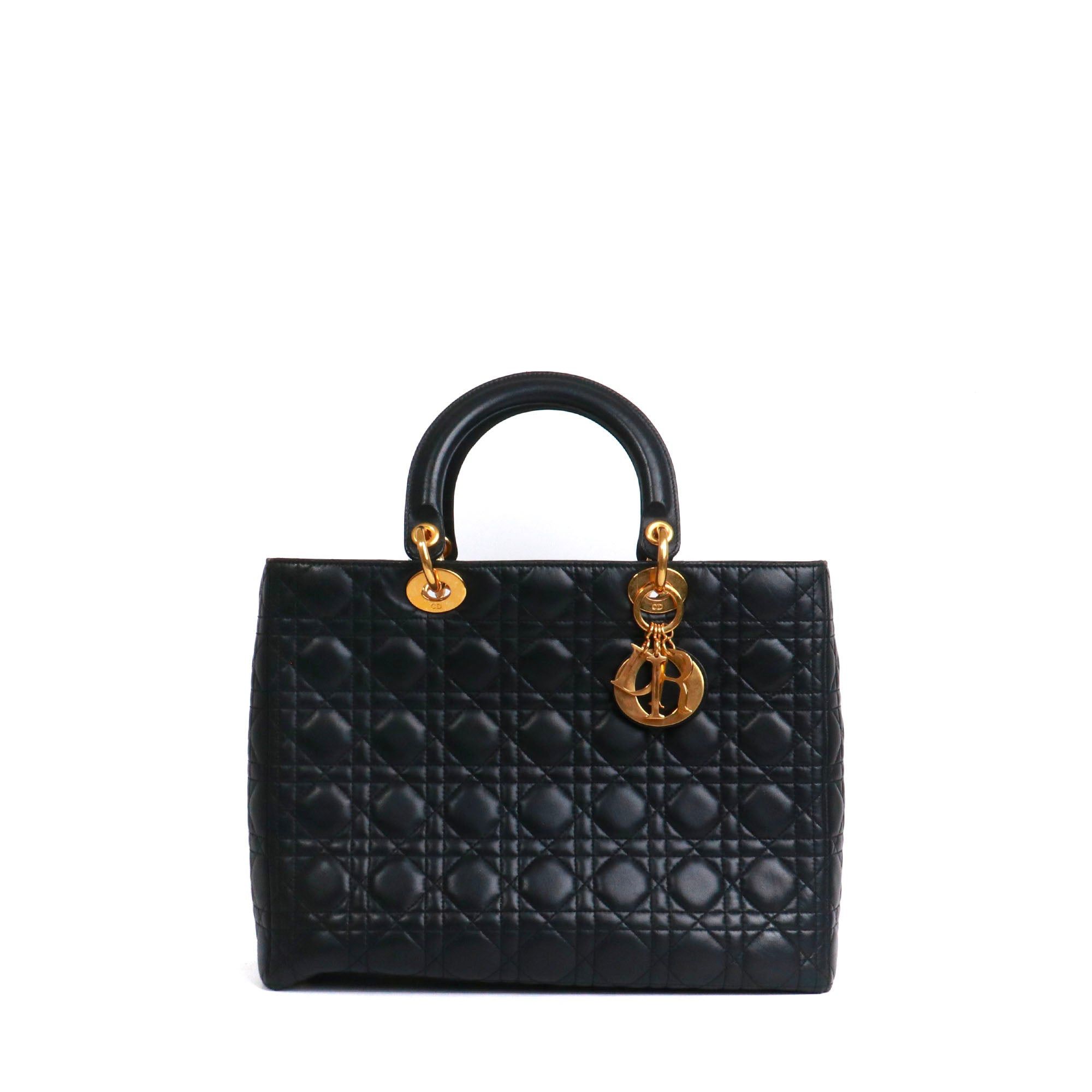 Dior DIOR - Large Lady Dior handbag in black quilted leather Size ONE SIZE - 1 Thumbnail