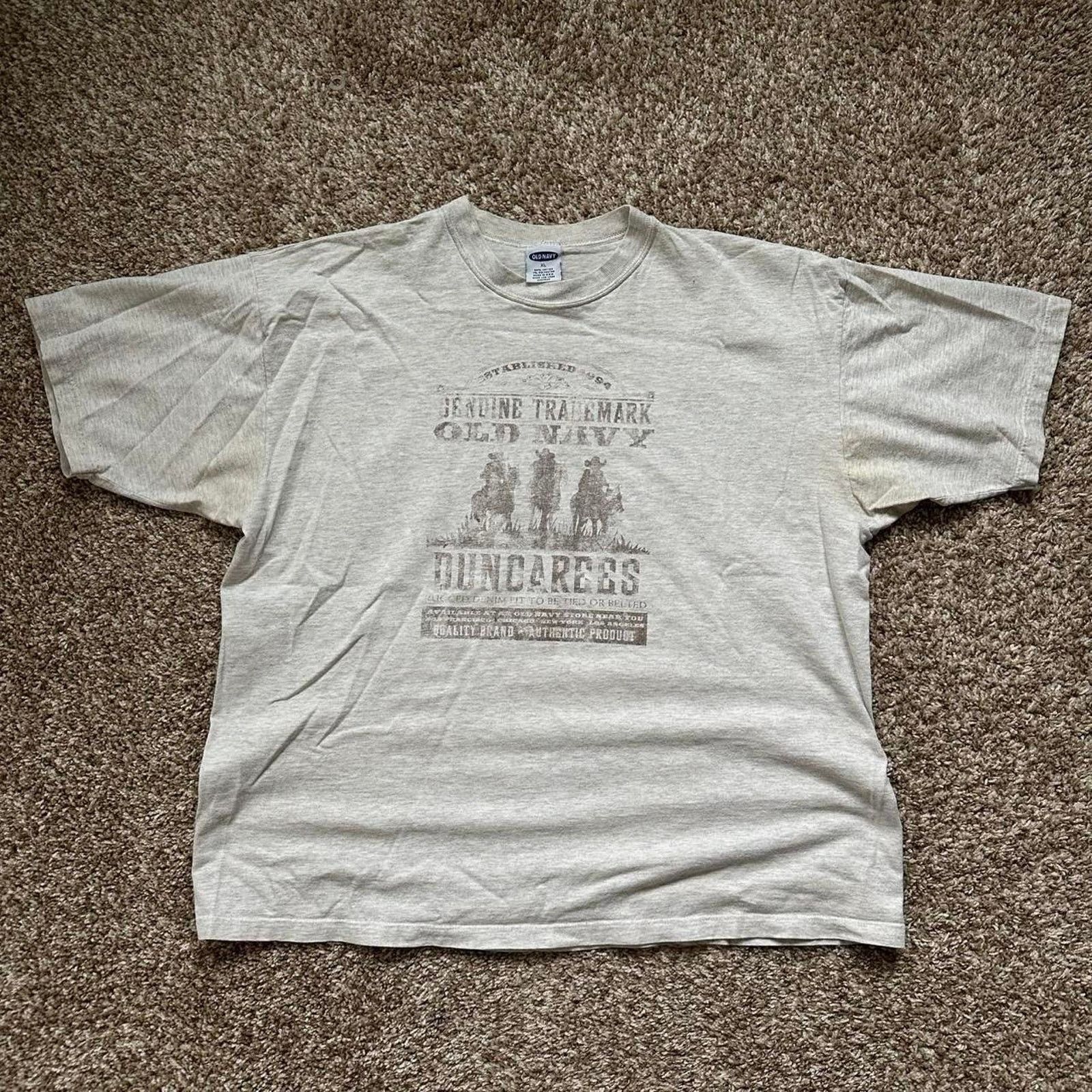 Old Navy × Vintage Vintage 00s Old Navy Western Dungarees Cowboy Tee Shirt Size US XL / EU 56 / 4 - 7 Thumbnail