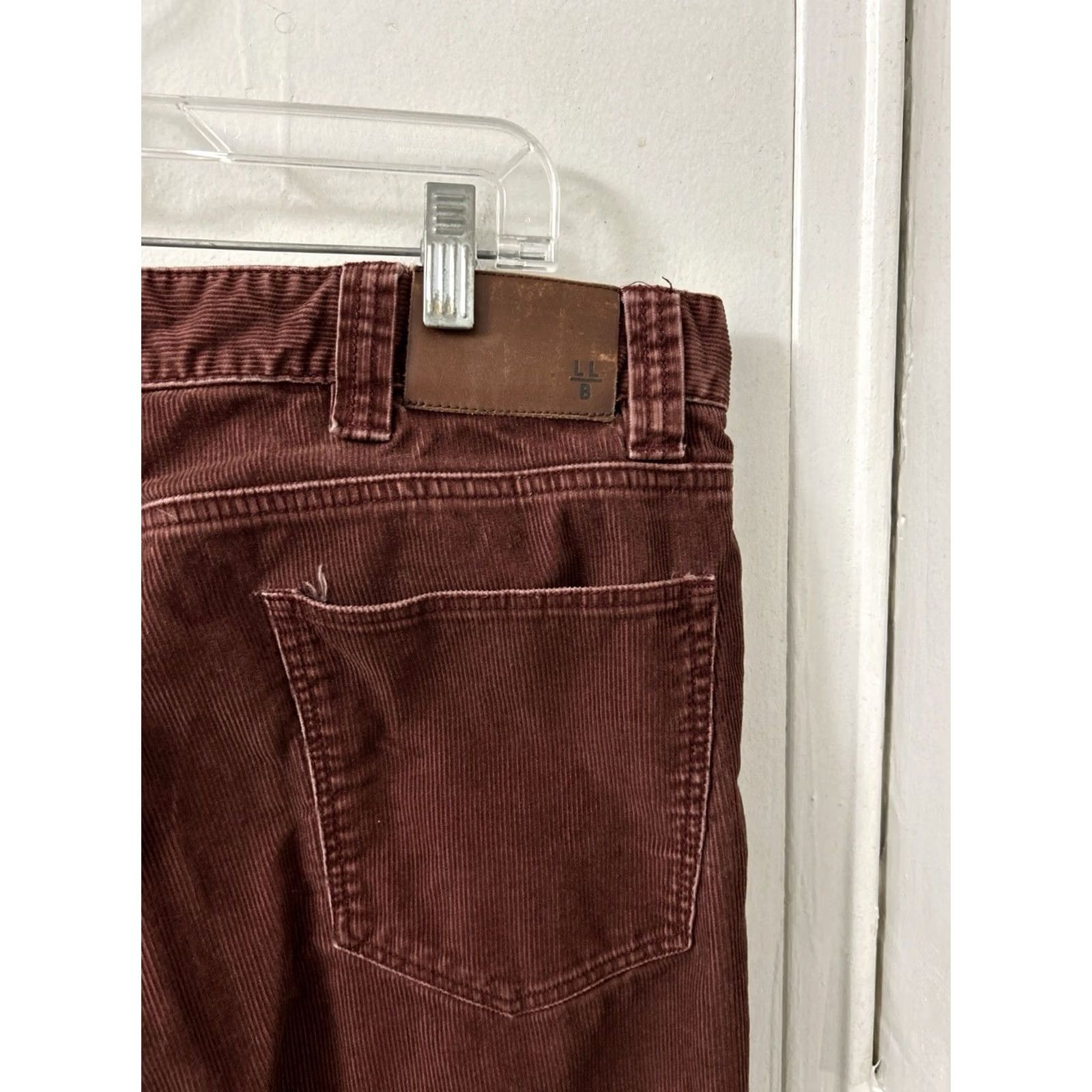 Vintage LL Bean Signature Corduroy Pants Mens 36x30 Burgundy Maroon Slim Straight 301738 Size US 36 / EU 52 - 4 Thumbnail