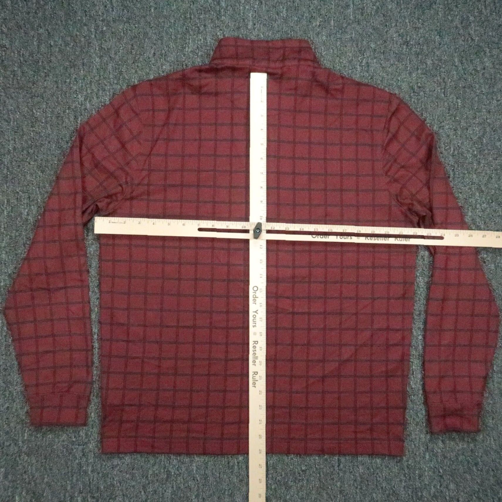 johnnie-O Johnnie O Pullover Mens Medium Red Maroon 1/4 Zip Performance Check Striped Activewear Casual Workwear Golf Gym & Training Hiking Running Womens? Mens Size US M / EU 48-50 / 2 - 5 Thumbnail