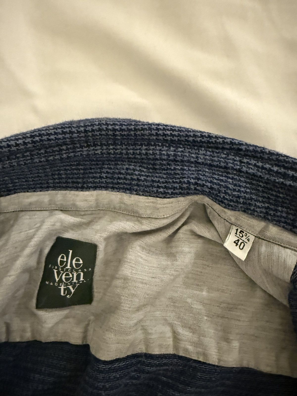 Eleventy Eleventy Dark Blue/Grey Houndstooth Shirt Made in Italy XS Size US XS / EU 42 / 0 - 2 Thumbnail