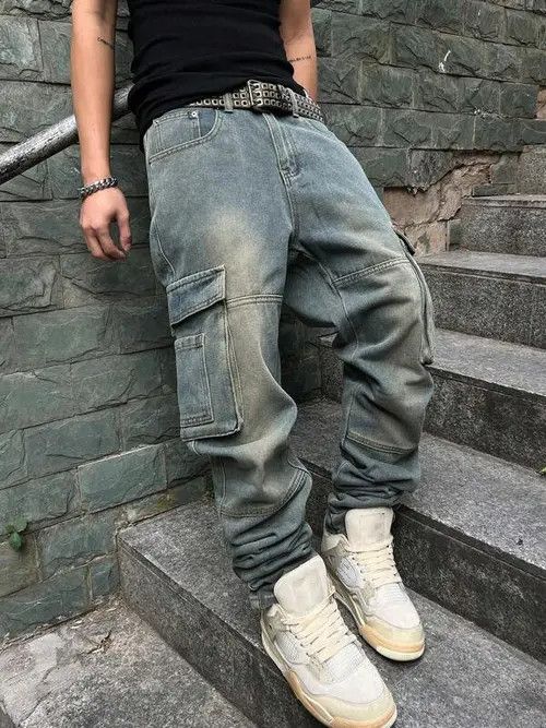 Designer Kinuka x Ayako Washed Distressed Cargo Loose Fit Pants Size US 32 / EU 48 - 6 Thumbnail