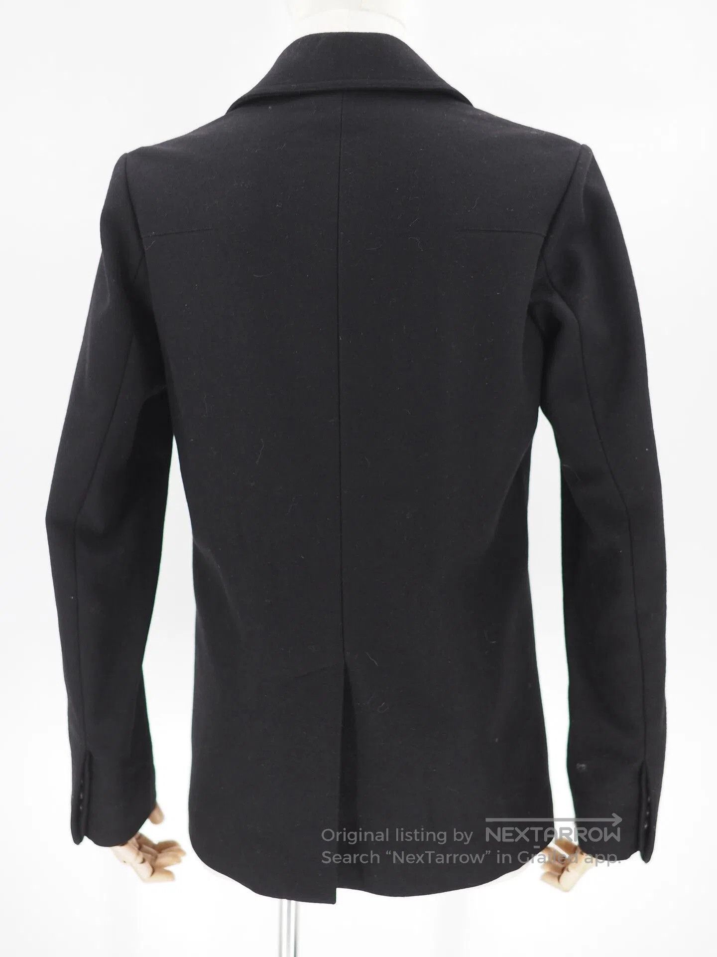 Dior black wool blend coat with leather details. Size US L / EU 52-54 / 3 - 5 Thumbnail