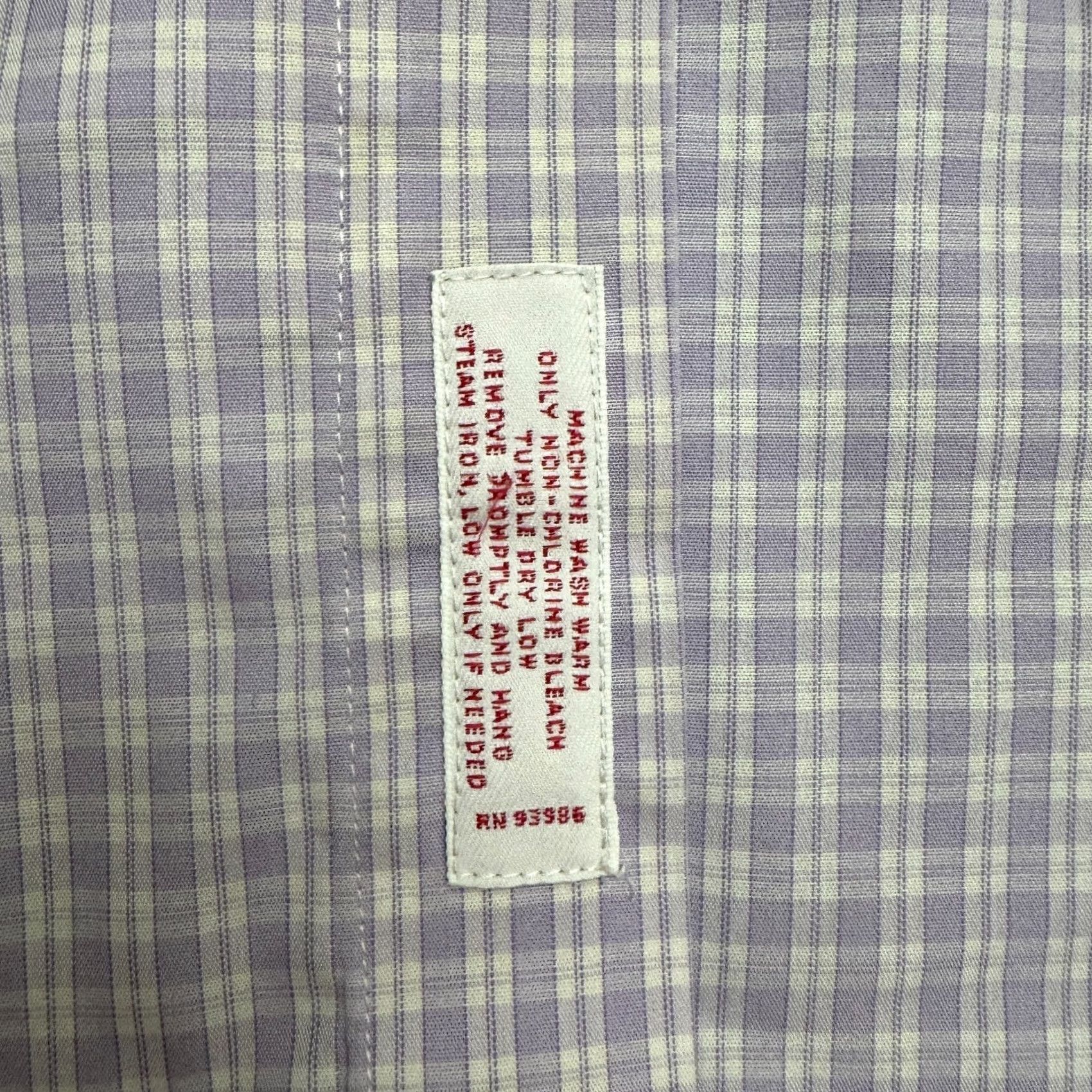 Brooks Brothers Brooks Brothers Dress Shirt Mens 16.5/33 Lavender White Check Cotton Non-Iron Size 46R - 6 Thumbnail