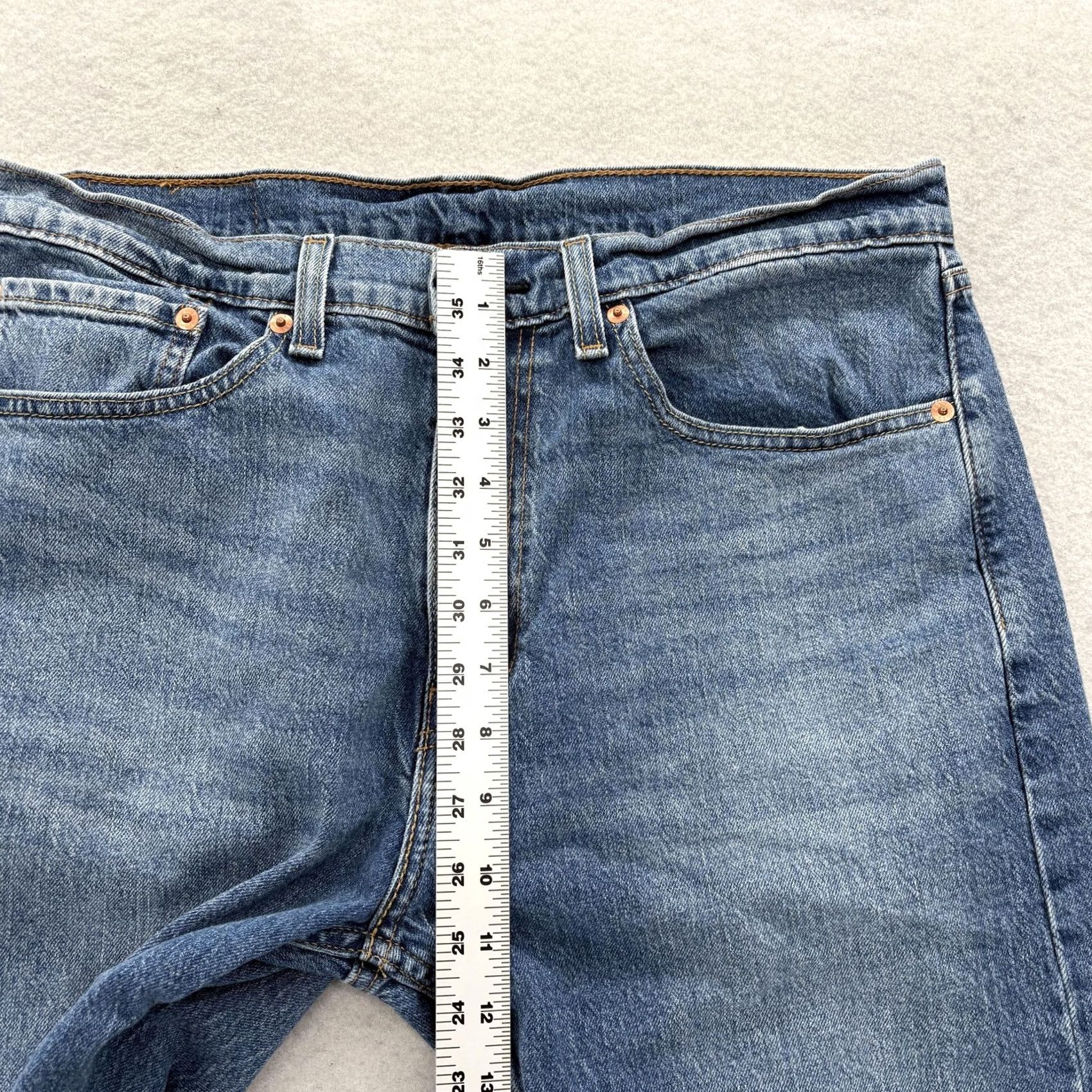 Levi's Levi's 505 Jeans Mens 34x32 Blue Medium Wash Regular Straight Stretch Denim Pants Size US 34 / EU 50 - 7 Thumbnail