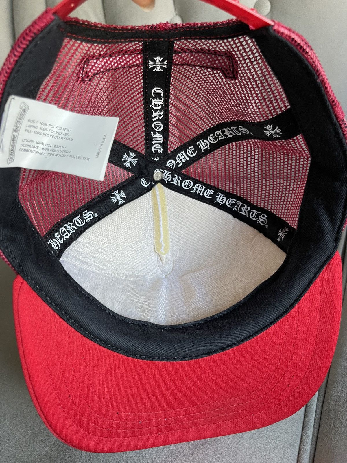 Chrome Hearts Chrome Hearts Hollywood Cross "King Taco" Red Trucker Hat Size ONE SIZE - 5 Thumbnail