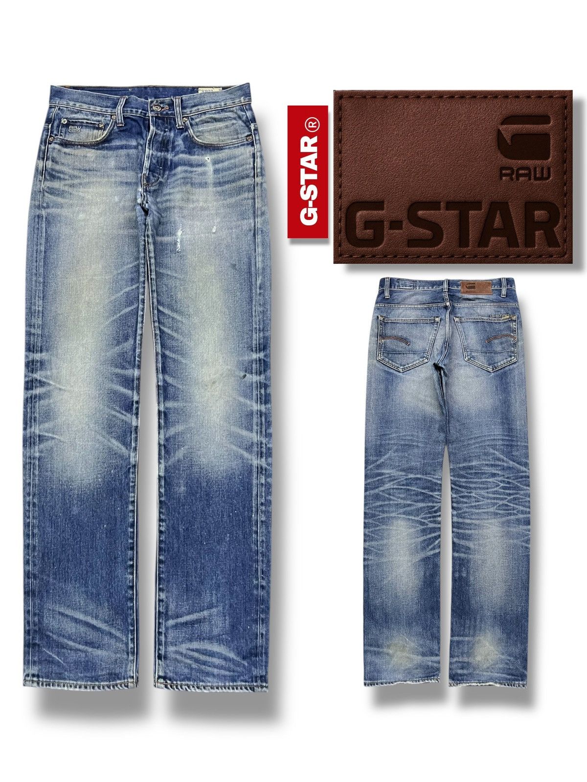 G-Star Vintage G-Star Raw 3301 - Faded Whisker Wash, Distressed Size US 32 / EU 48 - 1 Thumbnail