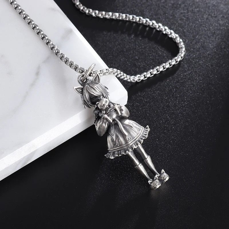 Vintage Cute Girl Cat Ears Pendant Necklace Size ONE SIZE - 4 Thumbnail