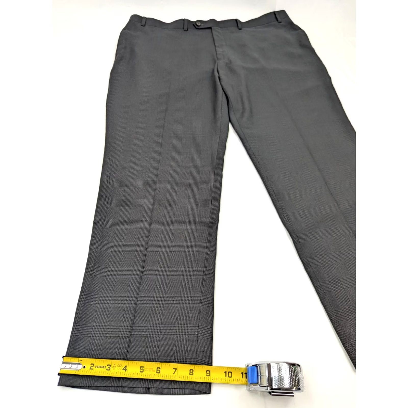 Ralph Lauren Ralph Lauren Dress Pants Plaid Windowpane Gray 42x30 Men's Slim Regular Rise Pleated Slacks, 42, Polyester Rayon, Vintage No, Business Formal Casual Size US 42 / EU 58 - 3 Thumbnail