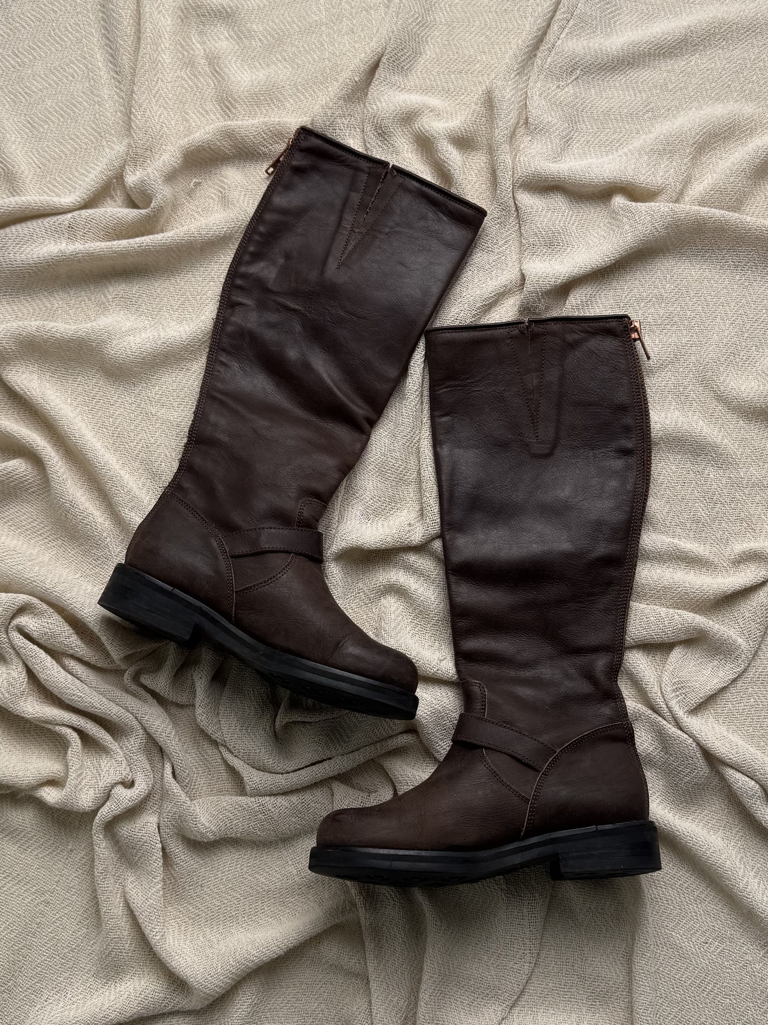 Vintage Vintage Leather Knee High Boots Buckle Riding Casual Zip Size US 6.5 / IT 36.5 - 4 Thumbnail