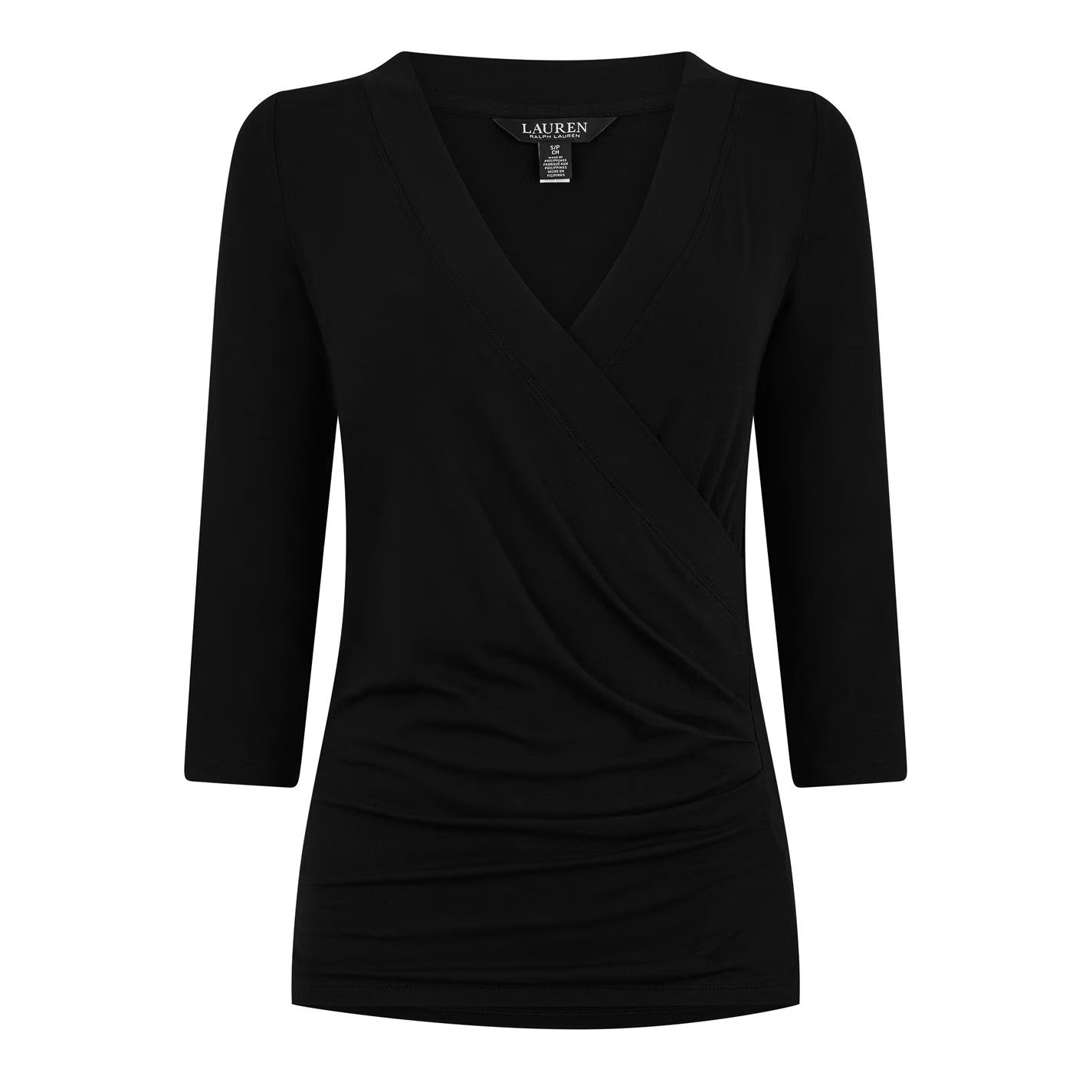 Lauren Ralph Lauren o1g2r1mq1025 Alayja Wrap Top in Black Size S / US 4 / IT 40 - 1 Thumbnail