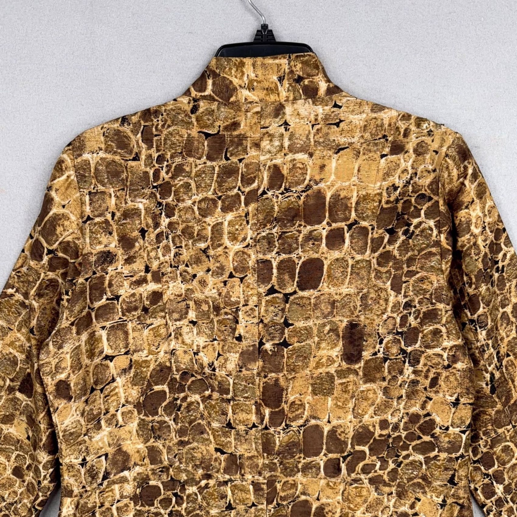 Vintage Chicos Jacket Womens 1 Brown Silk Animal Print Collared Lightweight Short Open Size M / US 6-8 / IT 42-44 - 6 Thumbnail
