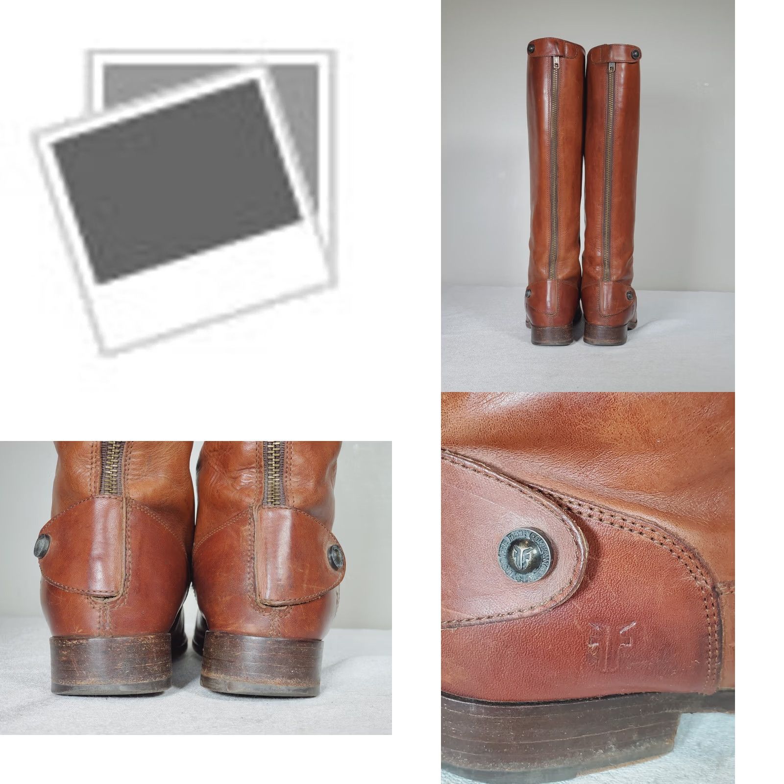 Frye FRYE Melissa Button Back Zip Knee High Riding Boot 76431 Cognac Brown Leather Wide Calf Women 7 B Size US 7 / IT 37 - 8 Thumbnail
