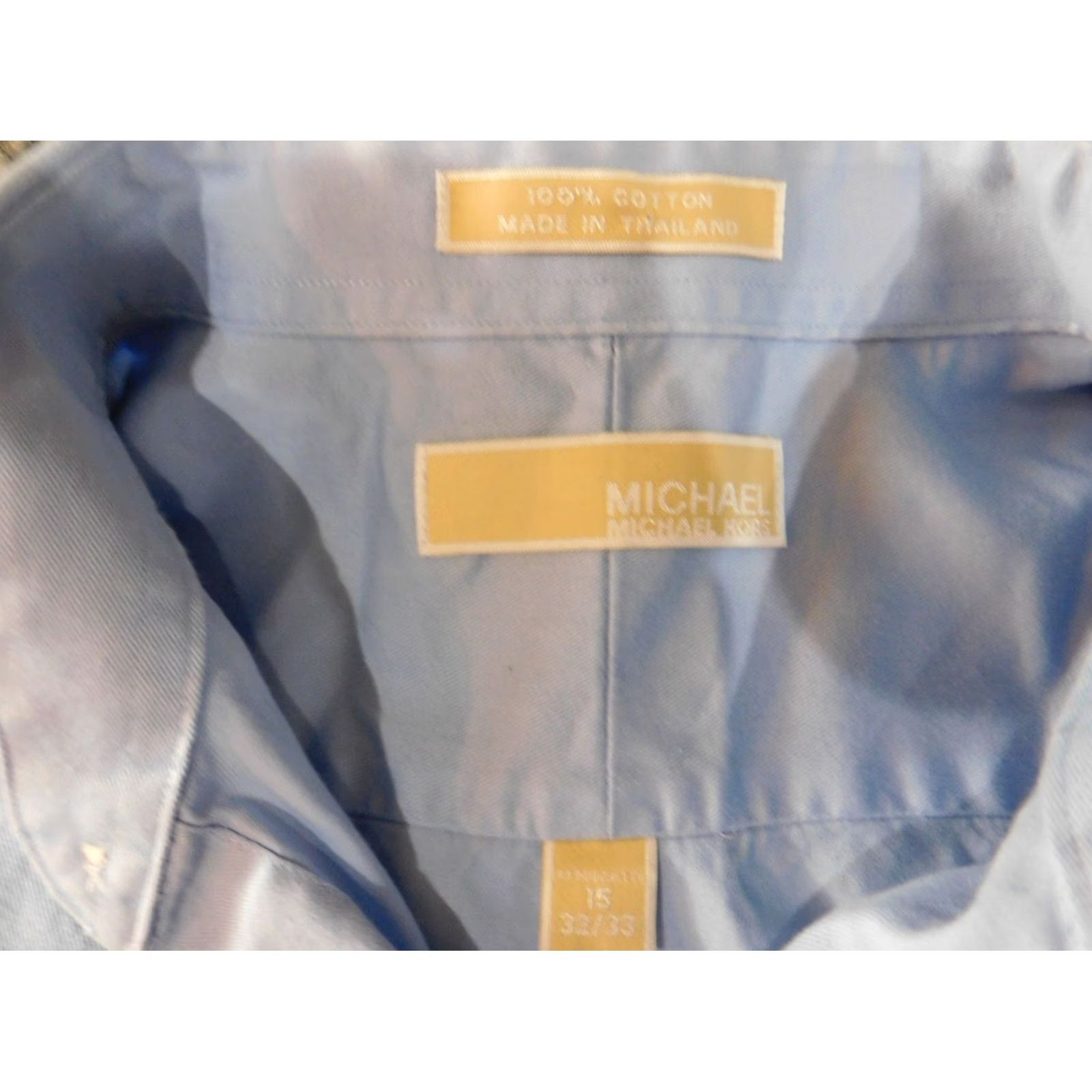 Michael Kors Michael Kors Mens Shirt 15 blue Cotton Dress Shirt Long Sleeve Button-Down Collar Regular Knit Non-Iron Office Modern Mens Regular Size 15 Blue Size US M / EU 48-50 / 2 - 4 Thumbnail