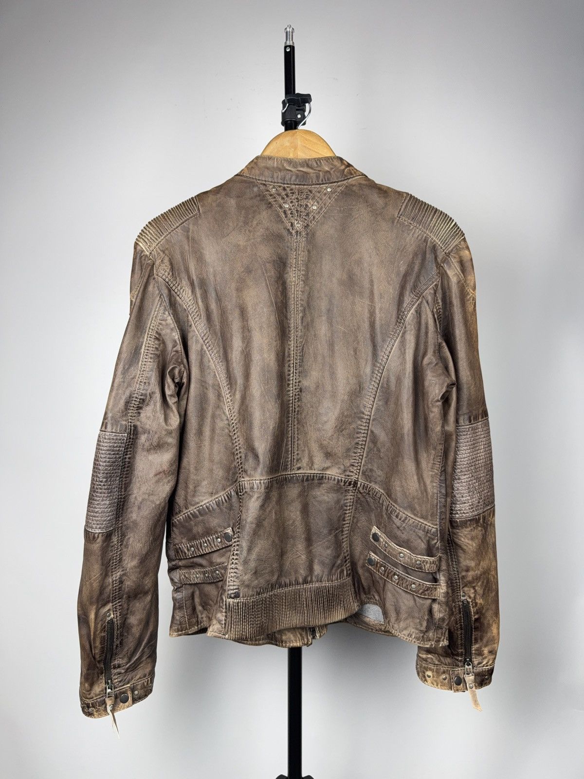 Genuine Leather Vintage 00s Brown Leather Moto Biker Jacket Distressed Style Size US S / EU 44-46 / 1 - 8 Thumbnail