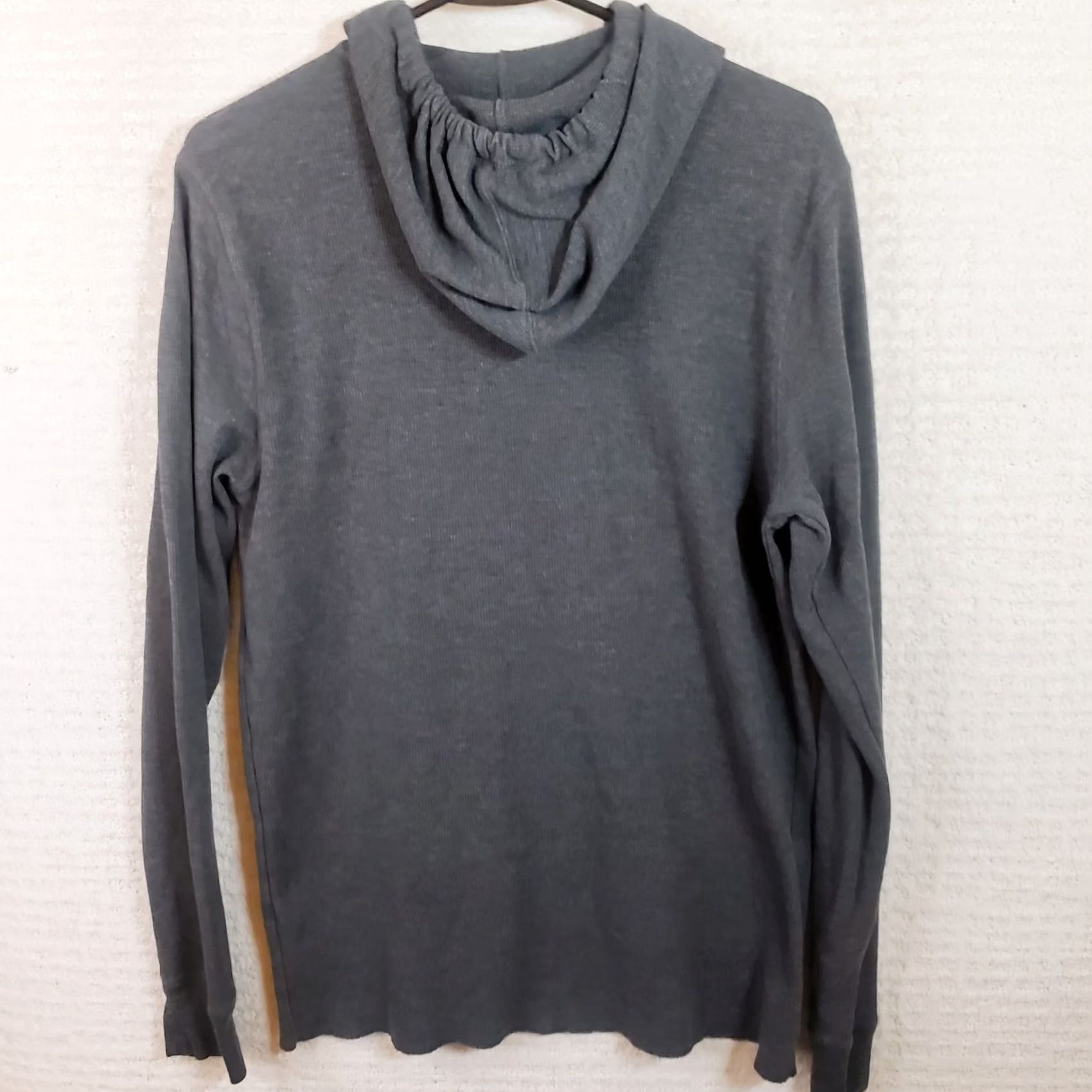 Vintage ABOUND Sweatshirt Gray M Hooded Waffle Knit Light Weight Drawstring Women Size M / US 6-8 / IT 42-44 - 5 Thumbnail